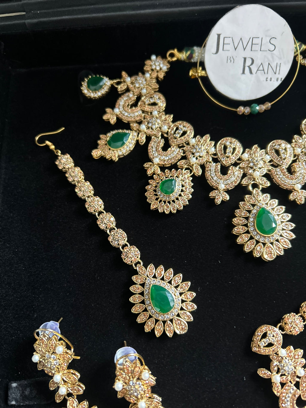 Pre Order- 24crt Gold Plated - Stunning Emerald Green Statement Set