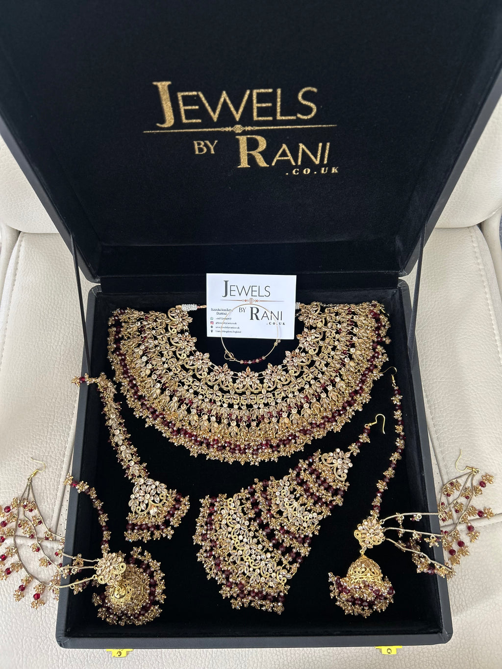 Pre order 6 Weeks - 22crt Gold Plated  - Maroon and Gold Bridal Set