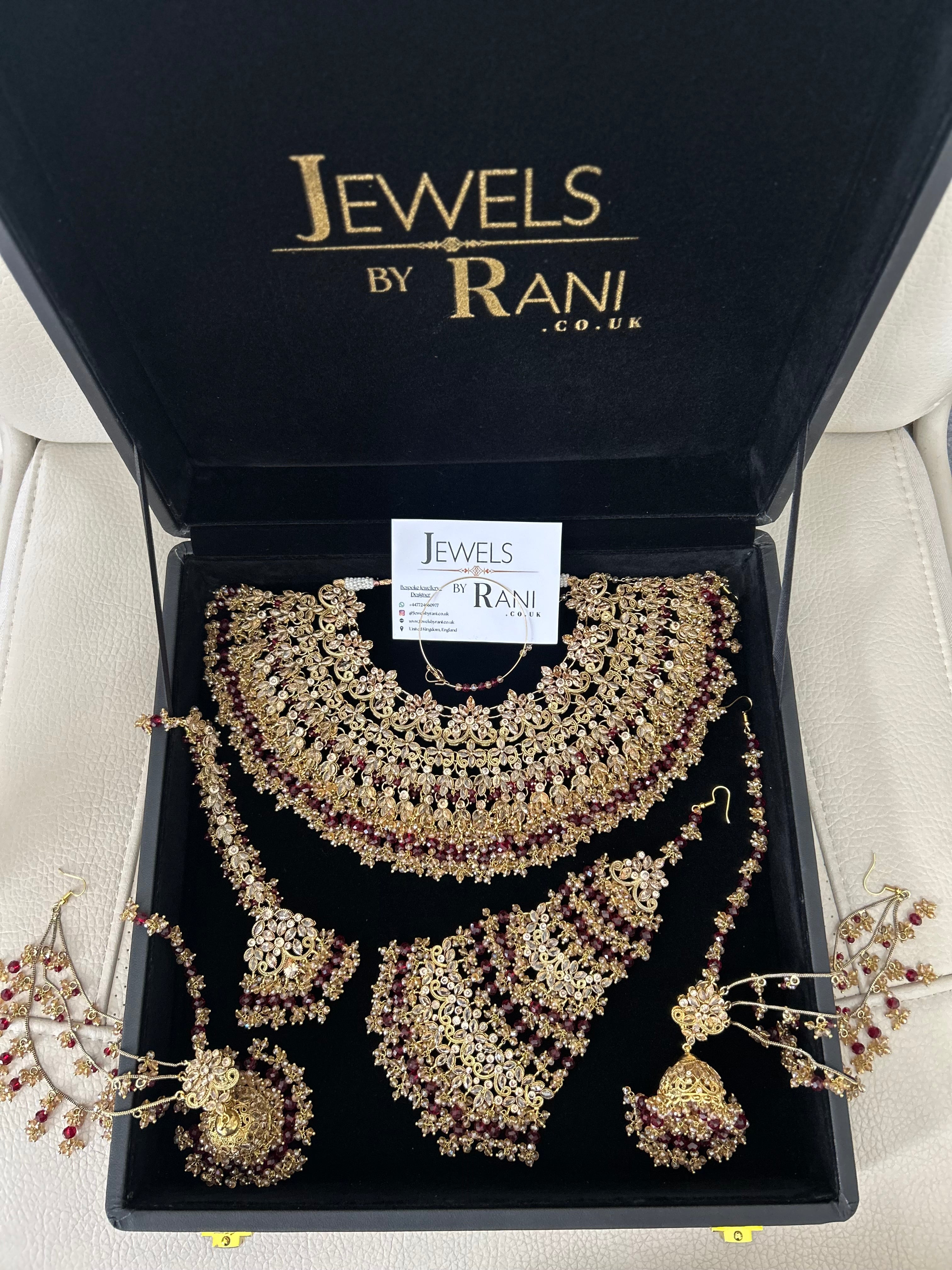 Pre order 6 Weeks - 22crt Gold Plated  - Maroon and Gold Bridal Set