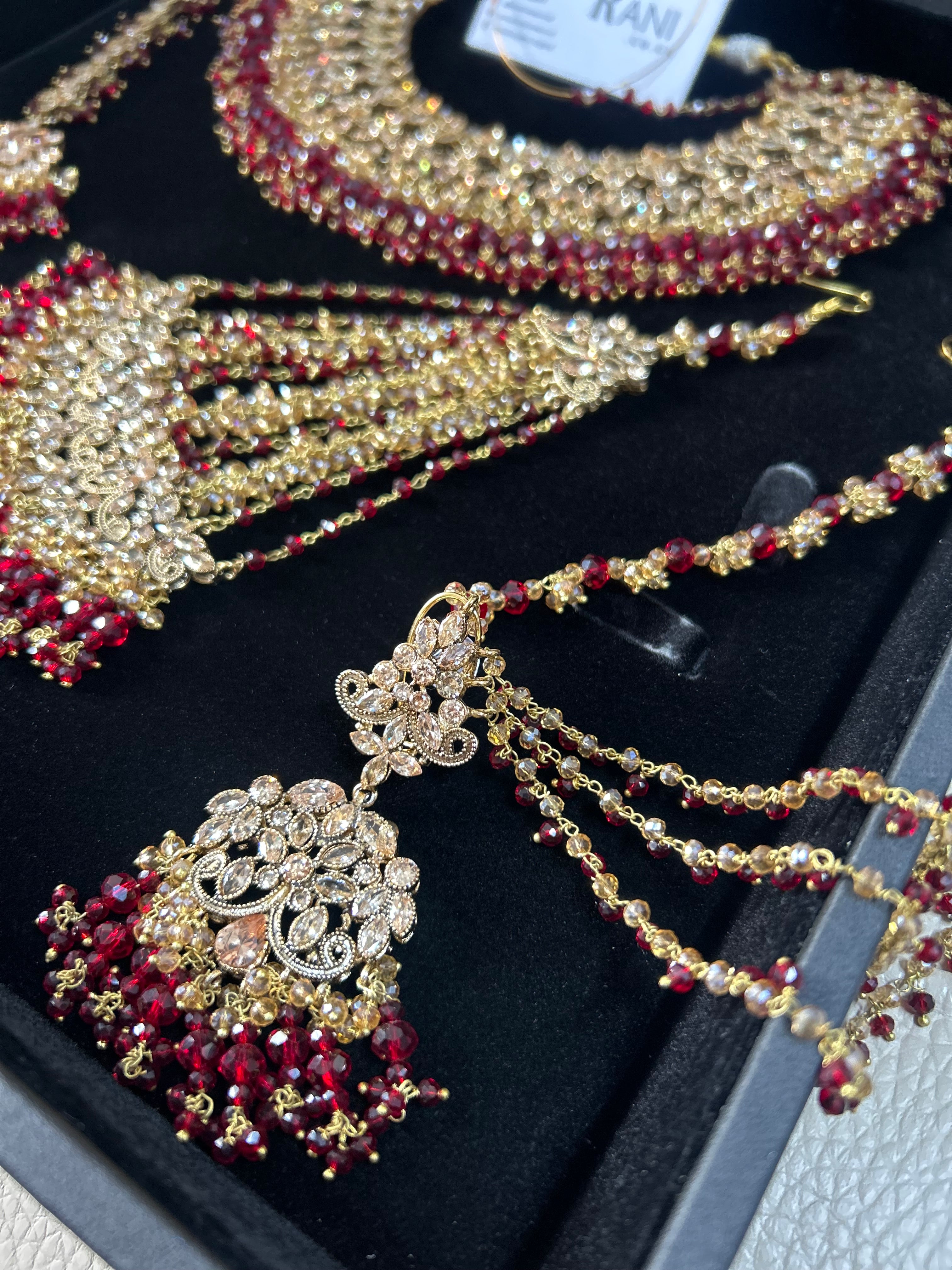 BeautifulMaroon and Gold  Full Bridal Jewellery Set/ Style 18
