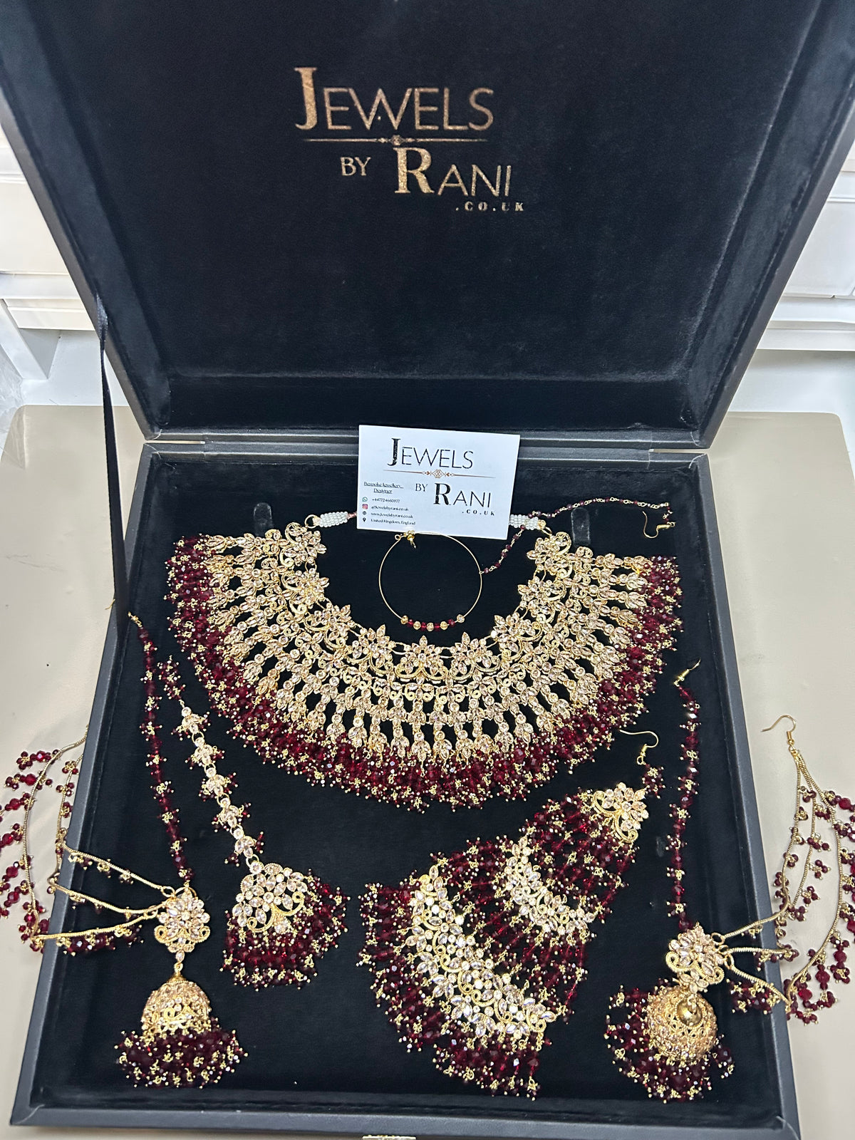 Stunning, Pakistani Trending Maroon Full Bridal Jewellery Set/ Style 87 Large Necklace