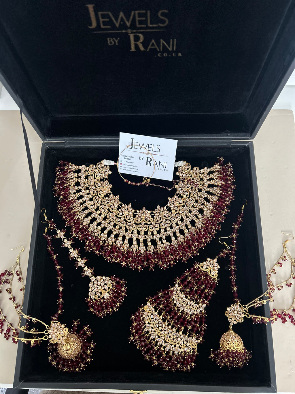 Stunning, Pakistani Trending Maroon Full Bridal Jewellery Set/ Style 87 Large Necklace