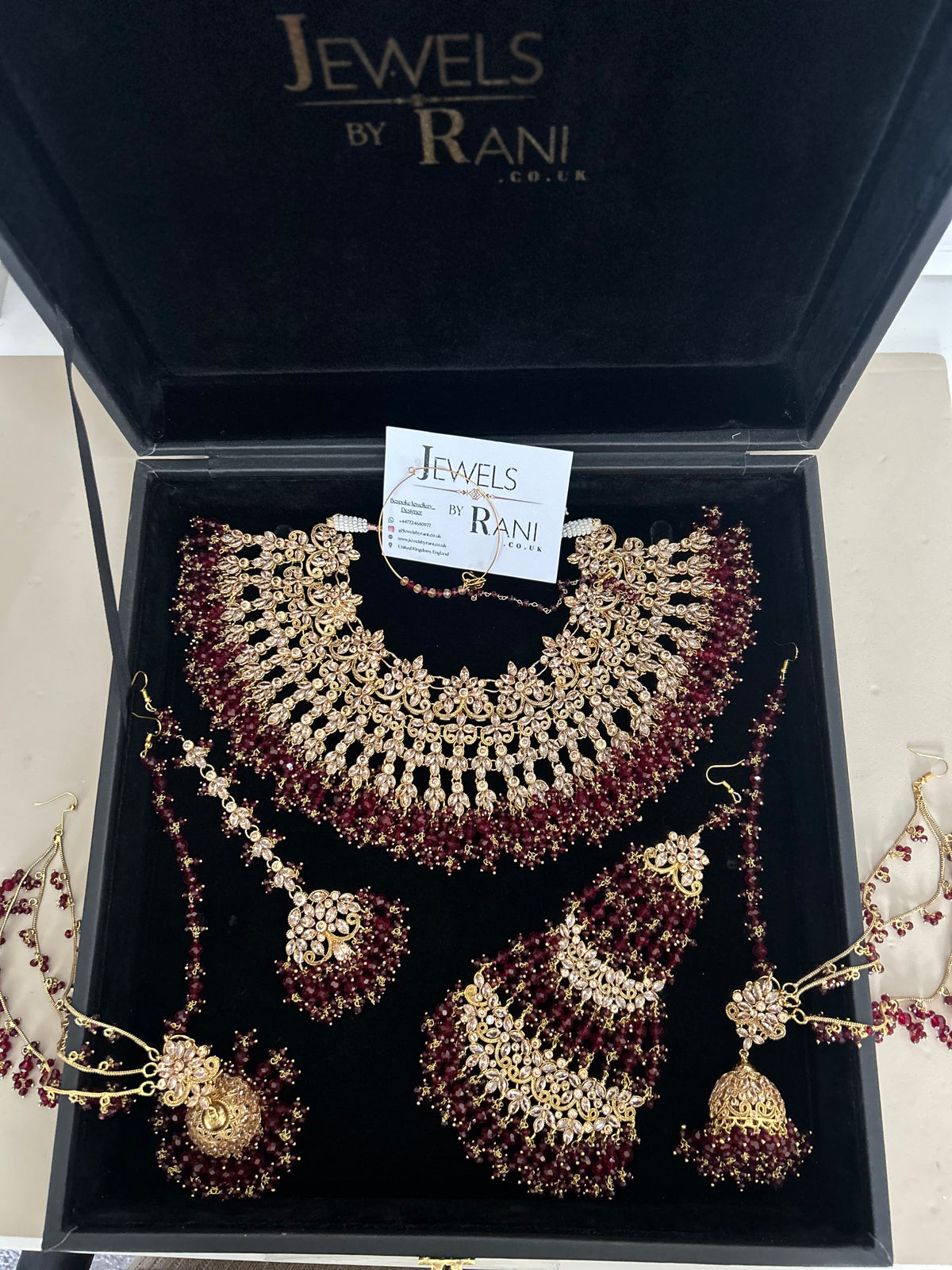 Stunning, Pakistani Trending Maroon Full Bridal Jewellery Set/ Style 87 Large Necklace