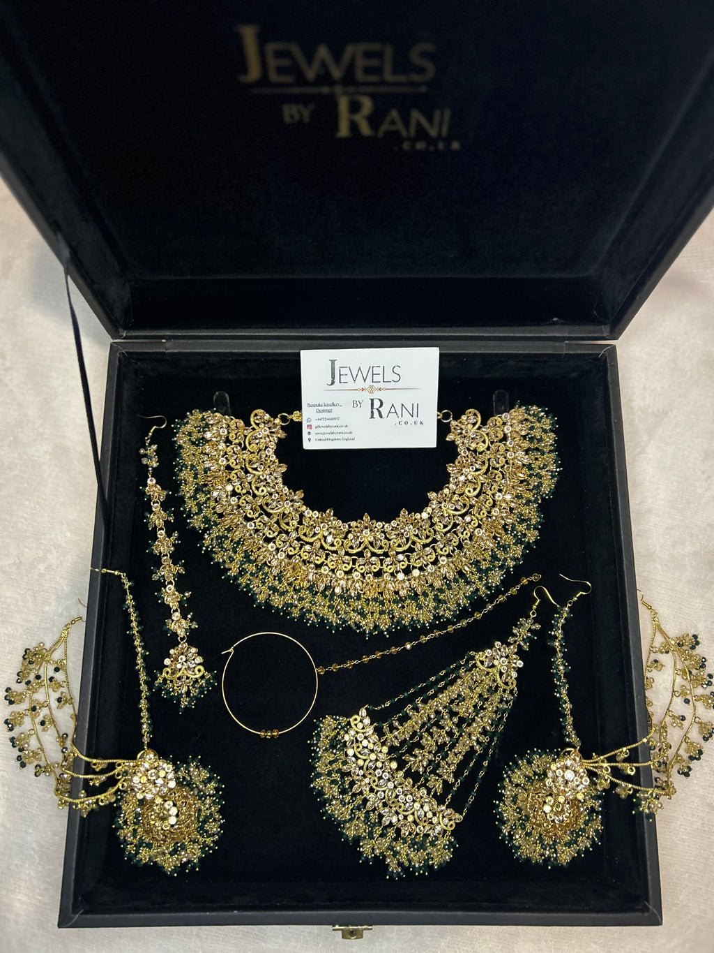 22crt Gold Plated  - Green and Gold Bridal Set Style 4381