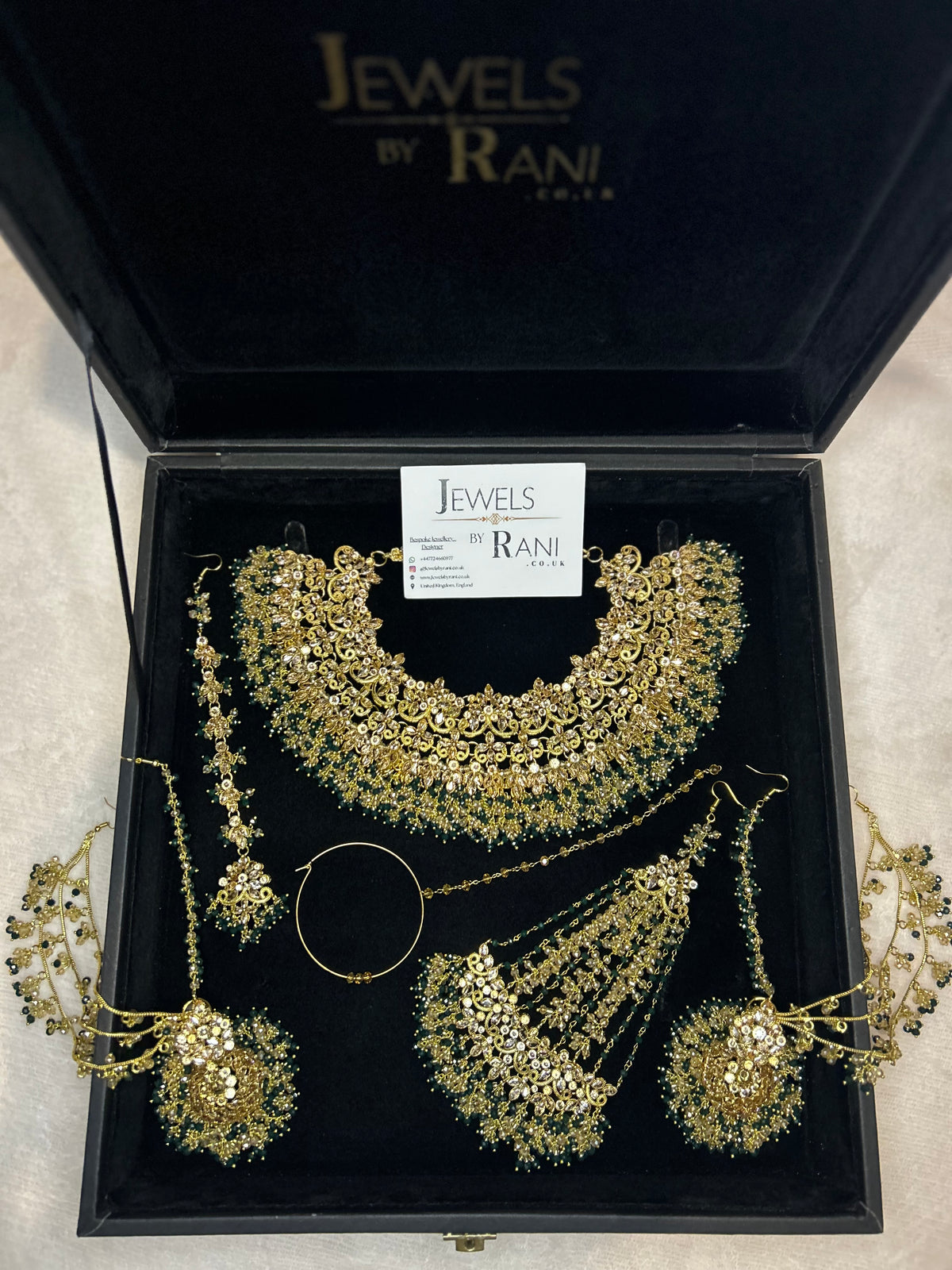 22crt Gold Plated  - Green and Gold Bridal Set Style 4381