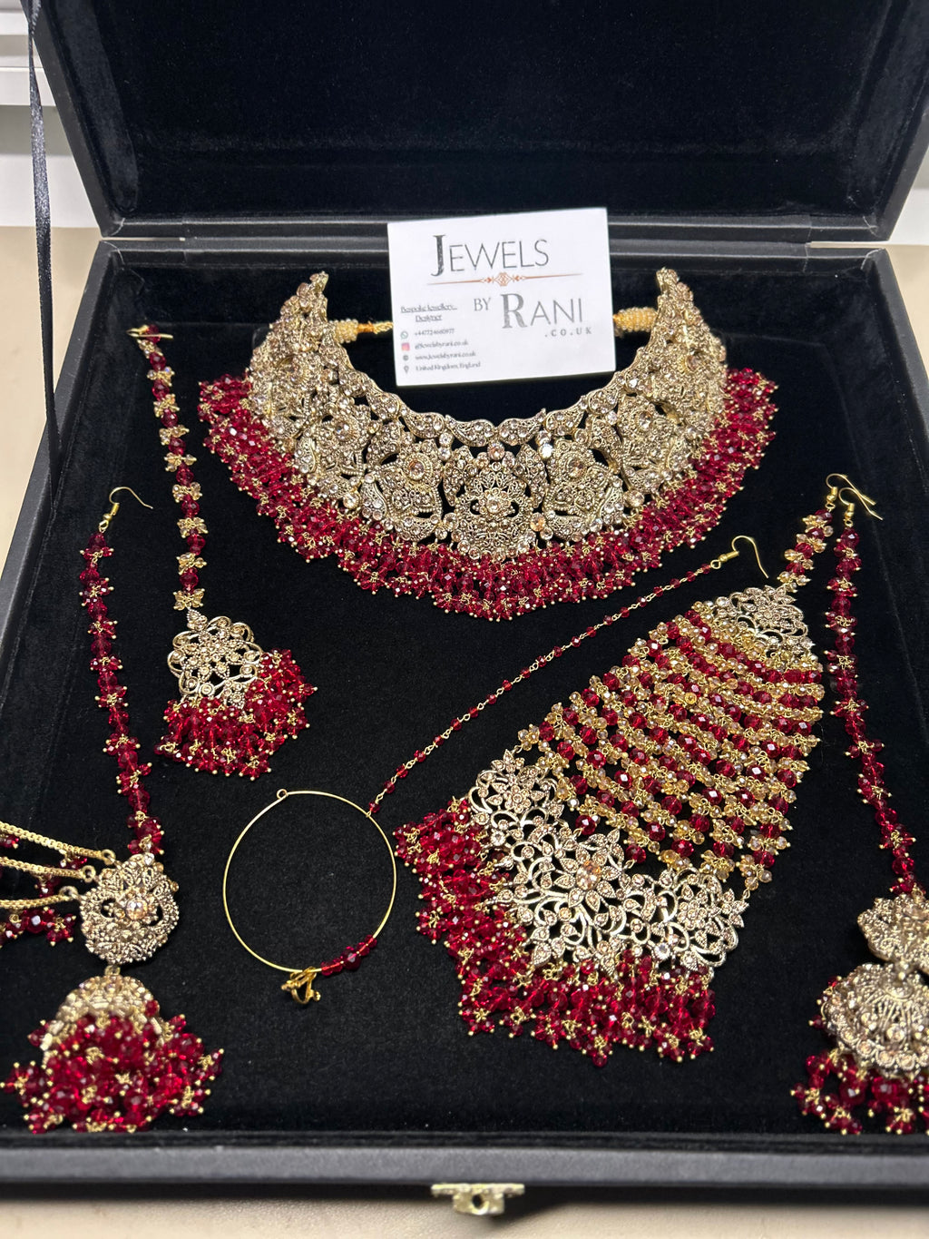 Trending Deep Red Full Bridal Jewellery Set/ Style 385