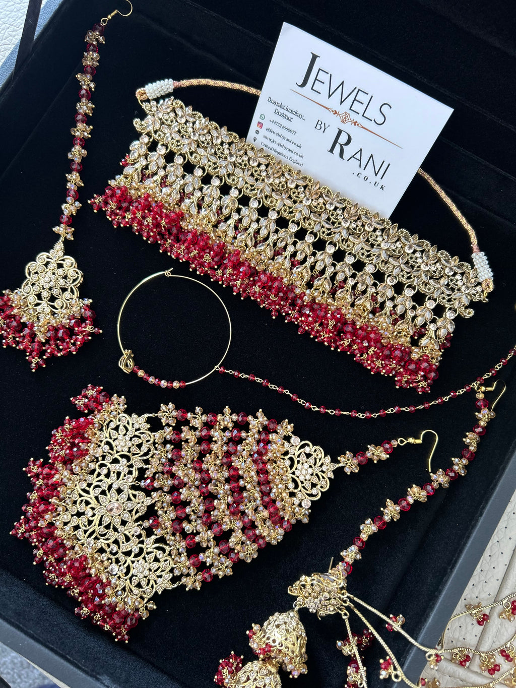 Pre order 6 Weeks - 22crt Gold Plated  - Deep Red and Gold Bridal Choker Set