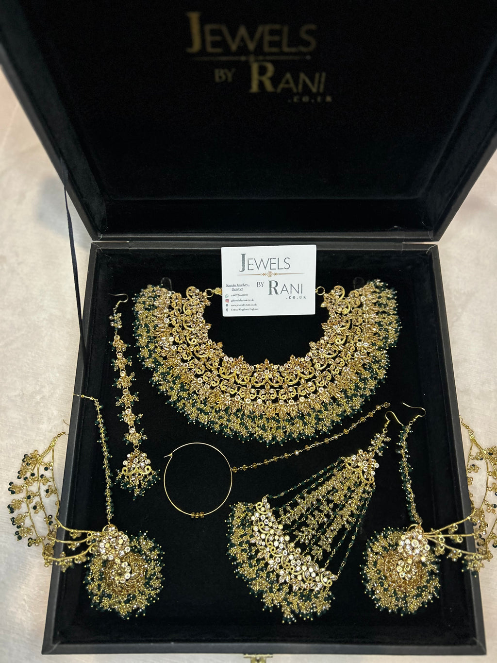 22crt Gold Plated  - Green and Gold Bridal Set Style 4381