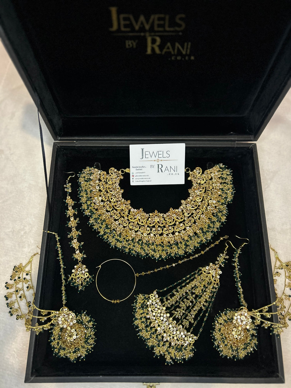 22crt Gold Plated  - Green and Gold Bridal Set Style 4381