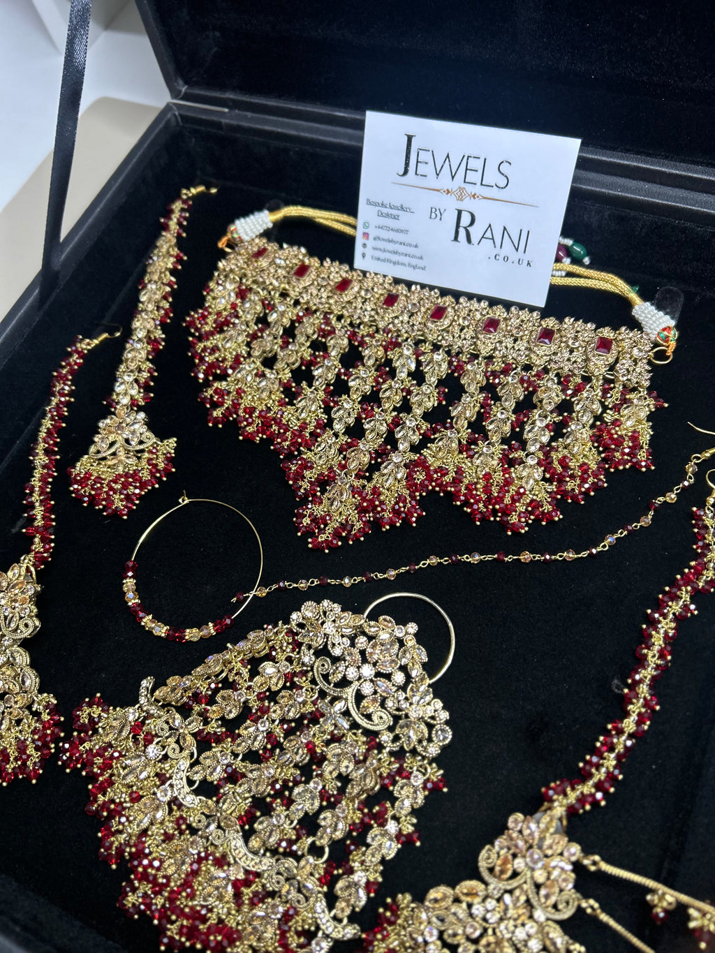 PRE ORDER: 6 Week Making time- New Style Beautiful Deep Red & Gold 22crt Gold Plated Bridal Jewellery Set