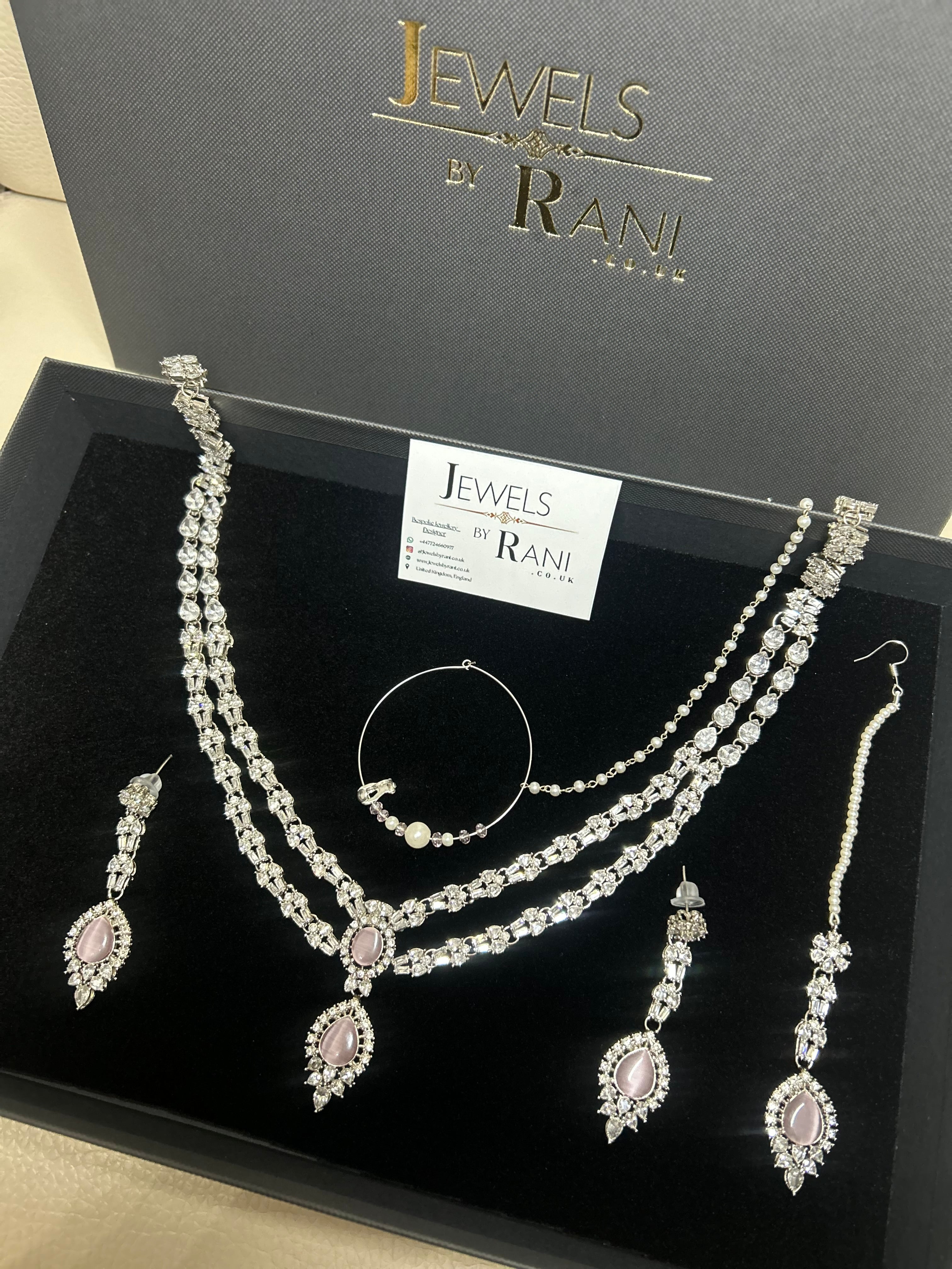 Beautiful Pink and Silver Statement Set