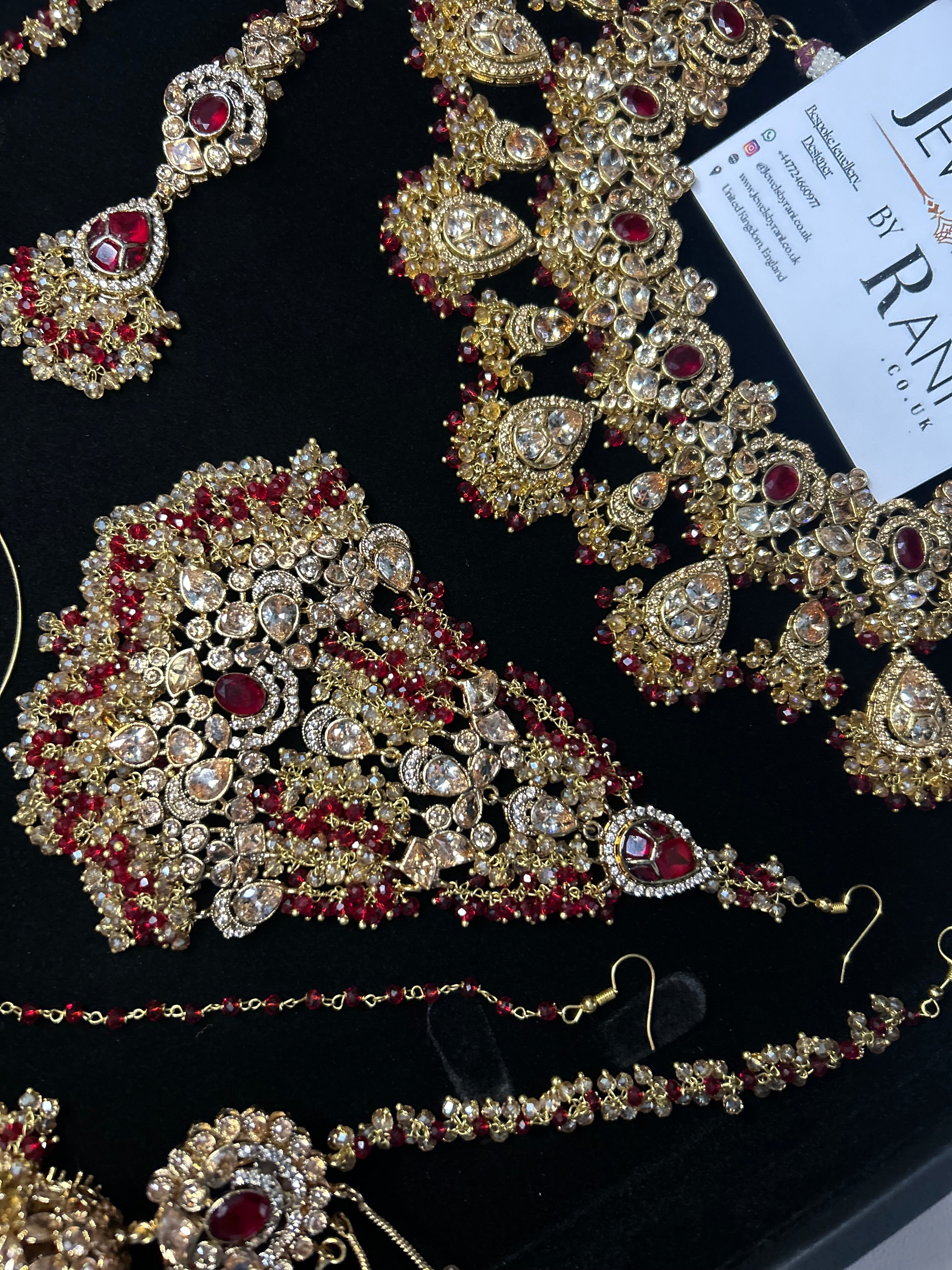 Style 4 - New Deep Red and Gold Bridal Jewellery Set