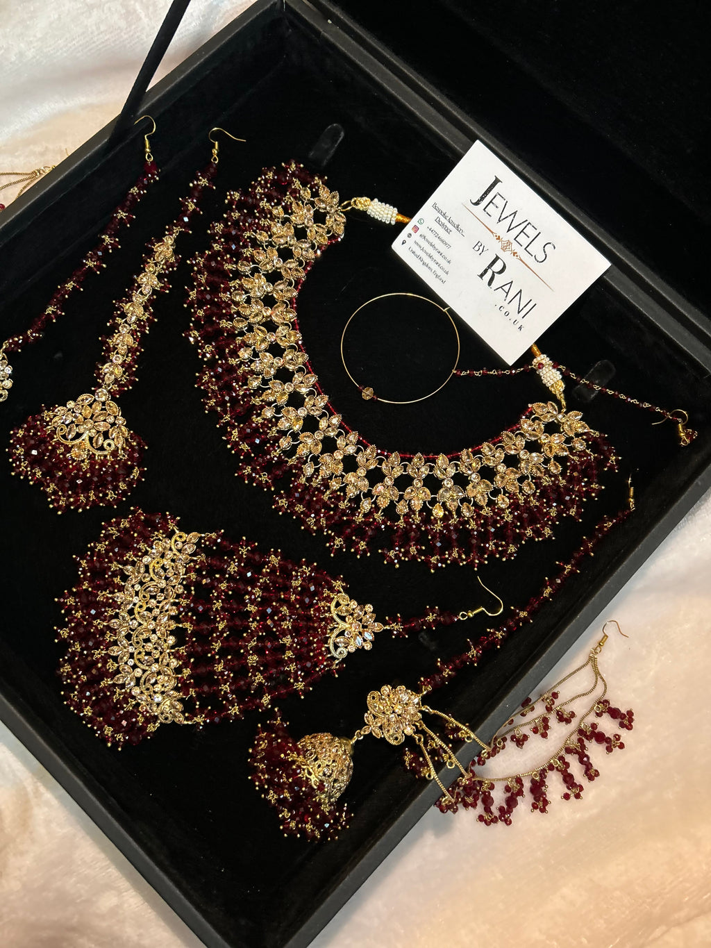 22crt Gold Plated  - Maroon and Gold Bridal Set Style 3863