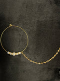 Detailed Gold and White Bridal Nose Ring Nathli Nose Hoop | Design 23
