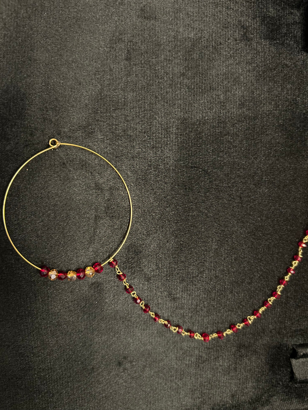 Deep Red and Gold Bridal Nose Ring Nathli Nose Hoop | Design 20