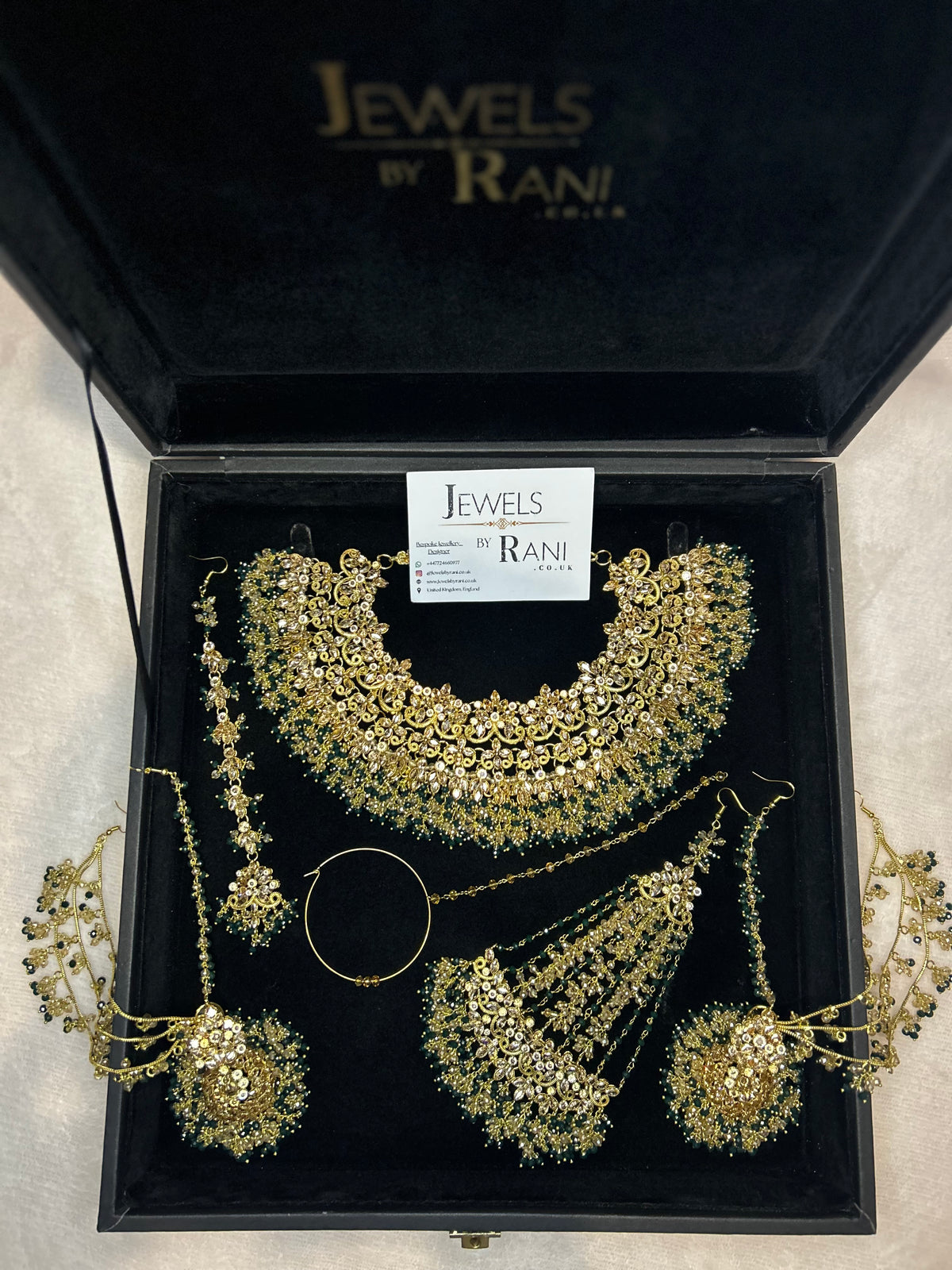 22crt Gold Plated  - Green and Gold Bridal Set Style 4381