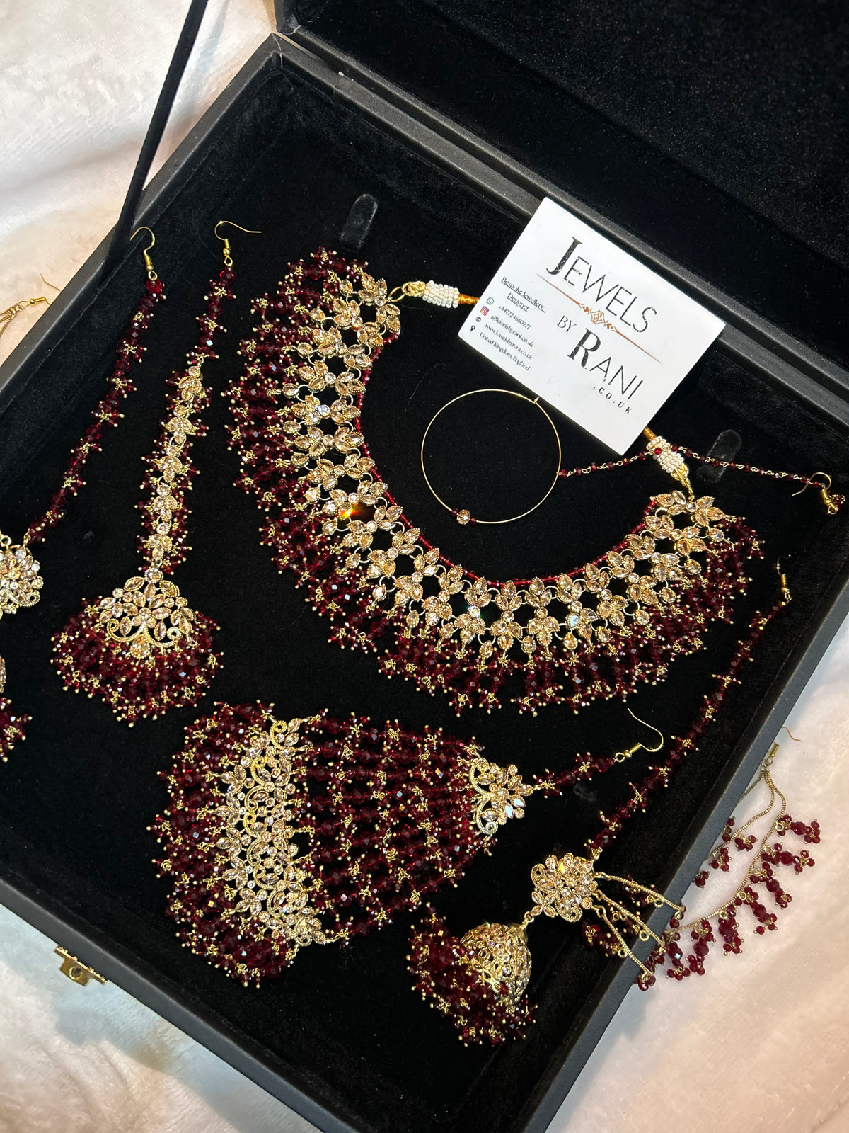 22crt Gold Plated  - Maroon and Gold Bridal Set Style 3863