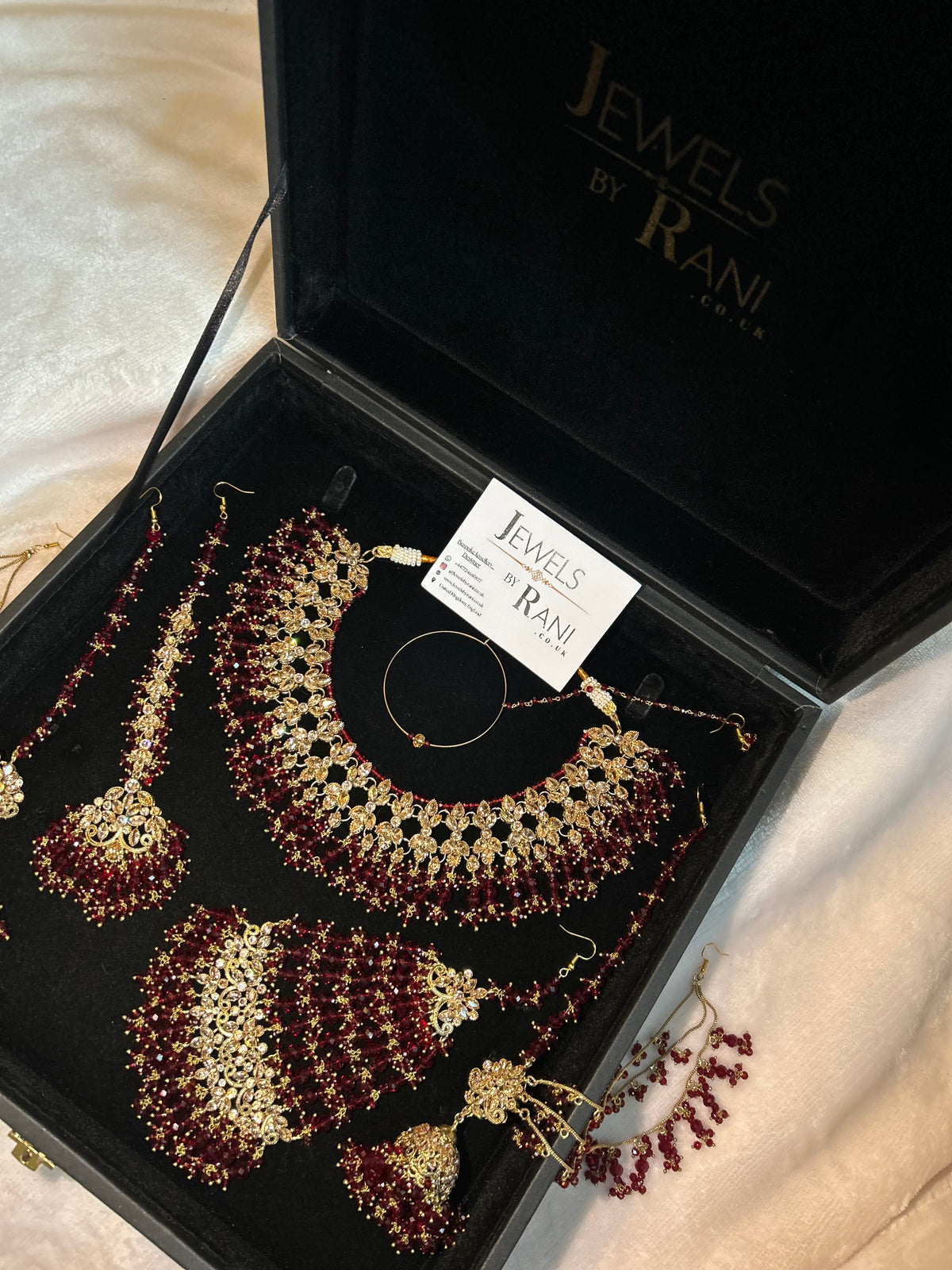 22crt Gold Plated  - Maroon and Gold Bridal Set Style 3863