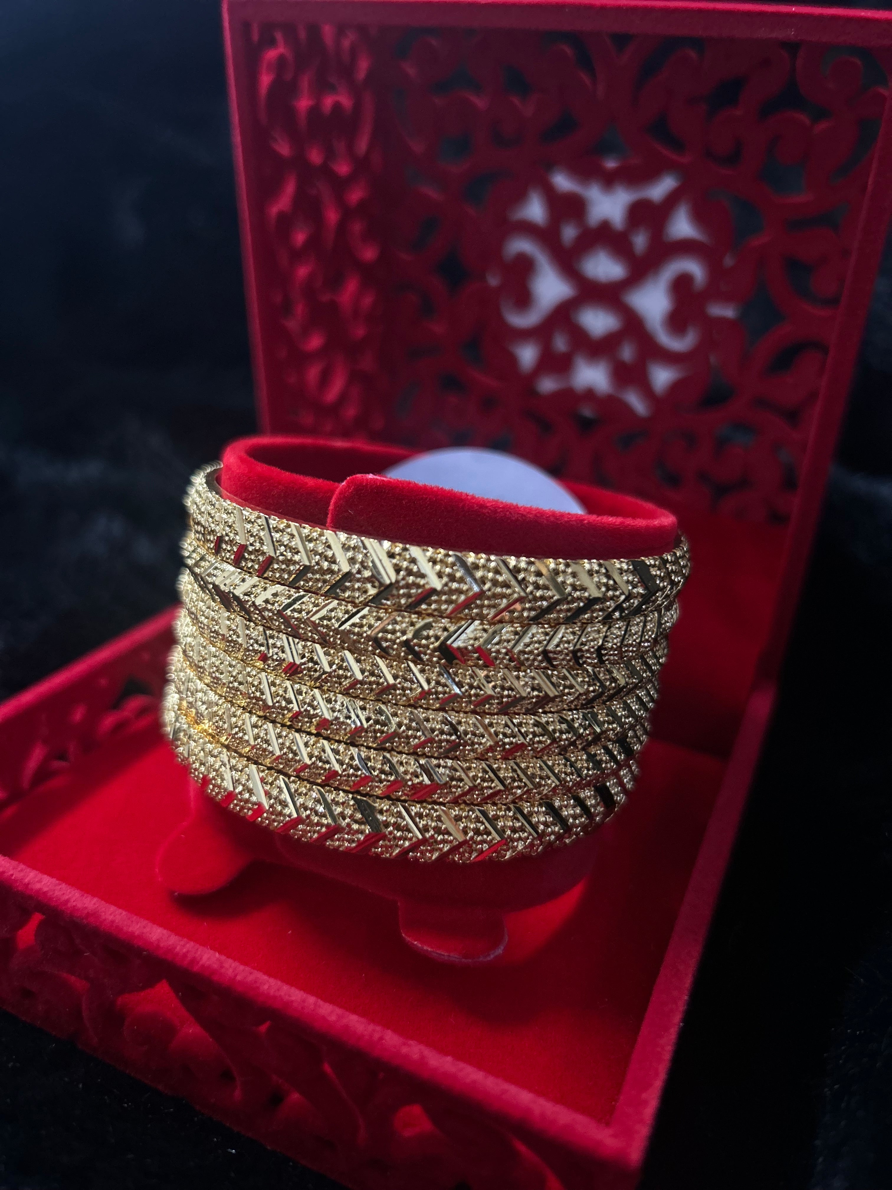 Gold Finish - Noorani Gold Plated - 6 Bangles