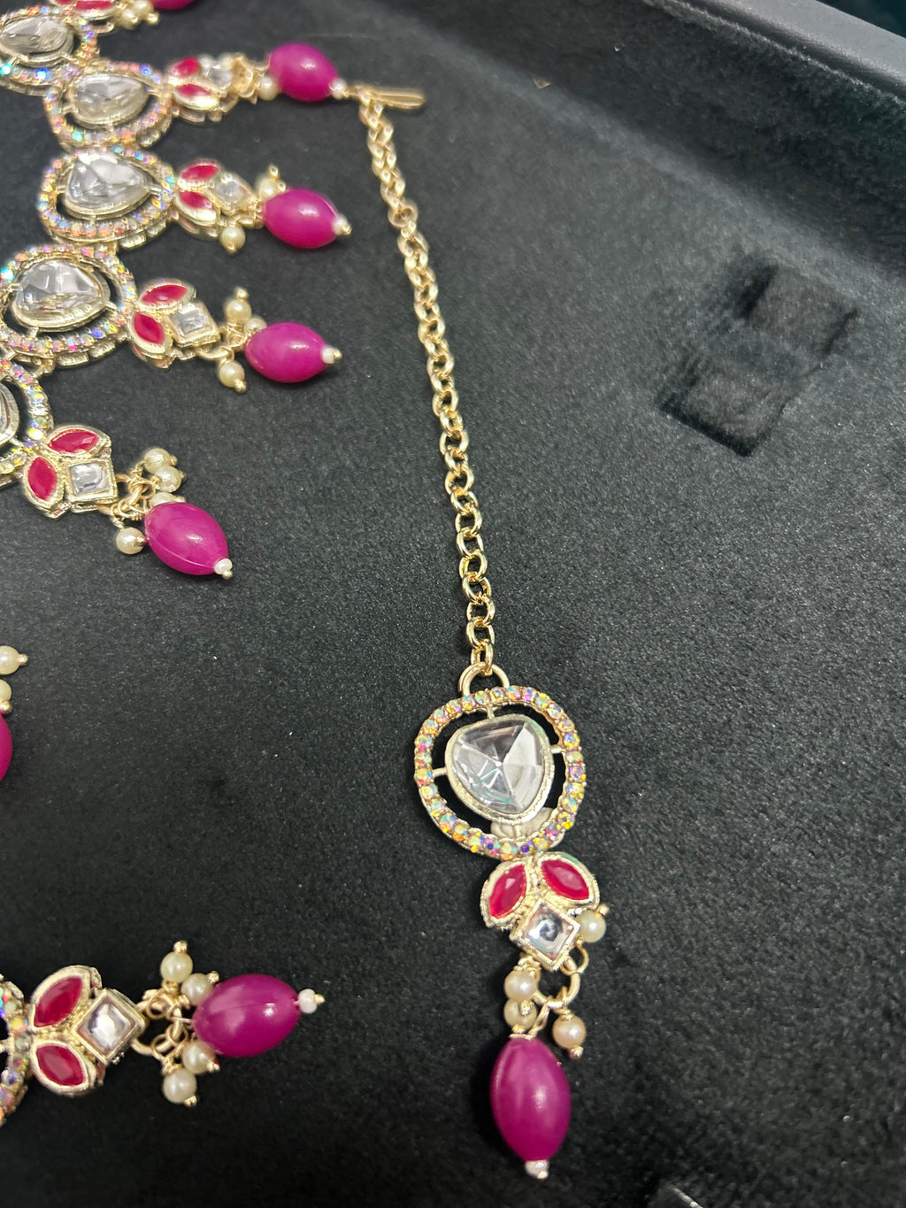 Dark Pink Light Weight Necklace Set