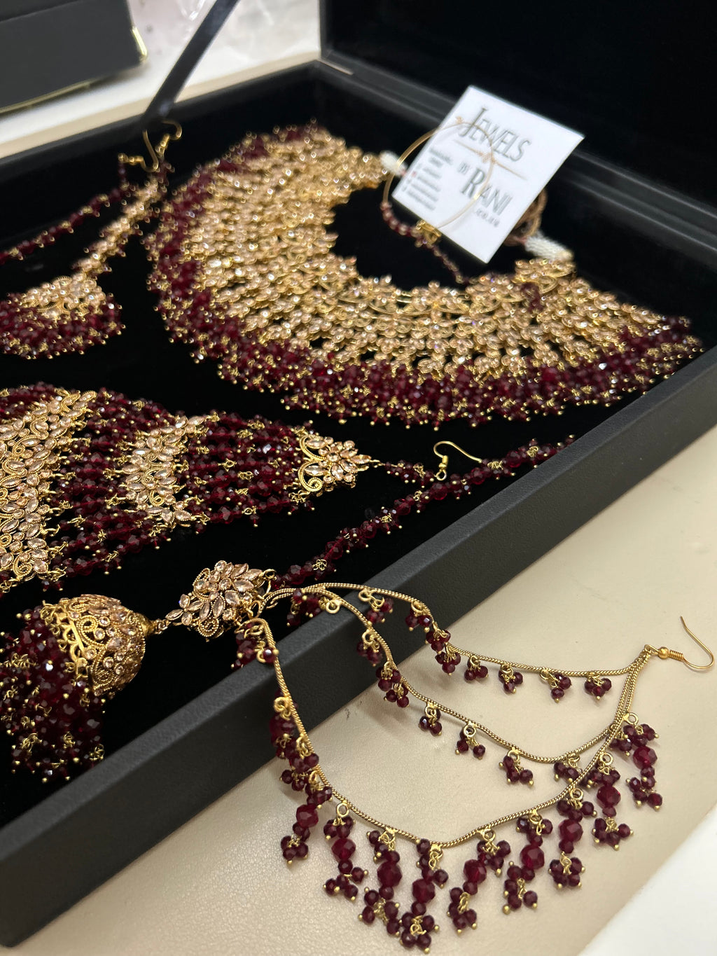 Stunning, Pakistani Trending Maroon Full Bridal Jewellery Set/ Style 87 Large Necklace