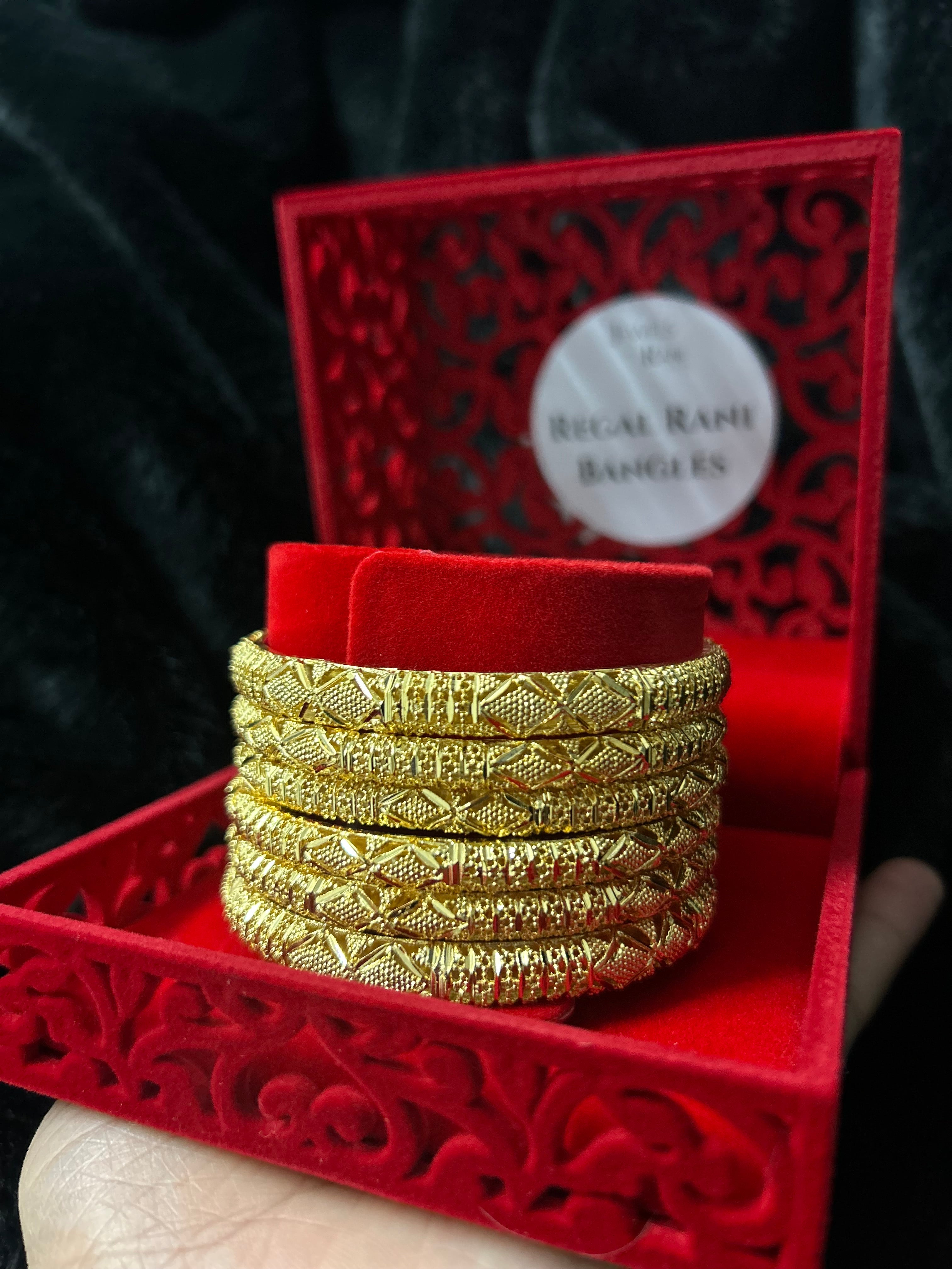 Gold Finish - Regal Rani - Gold Plated - 6 Bangles