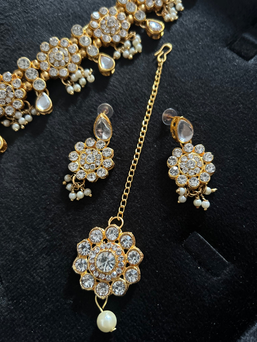 Beautiful Light Weight Silver and White Choker with Earrings and Tikka
