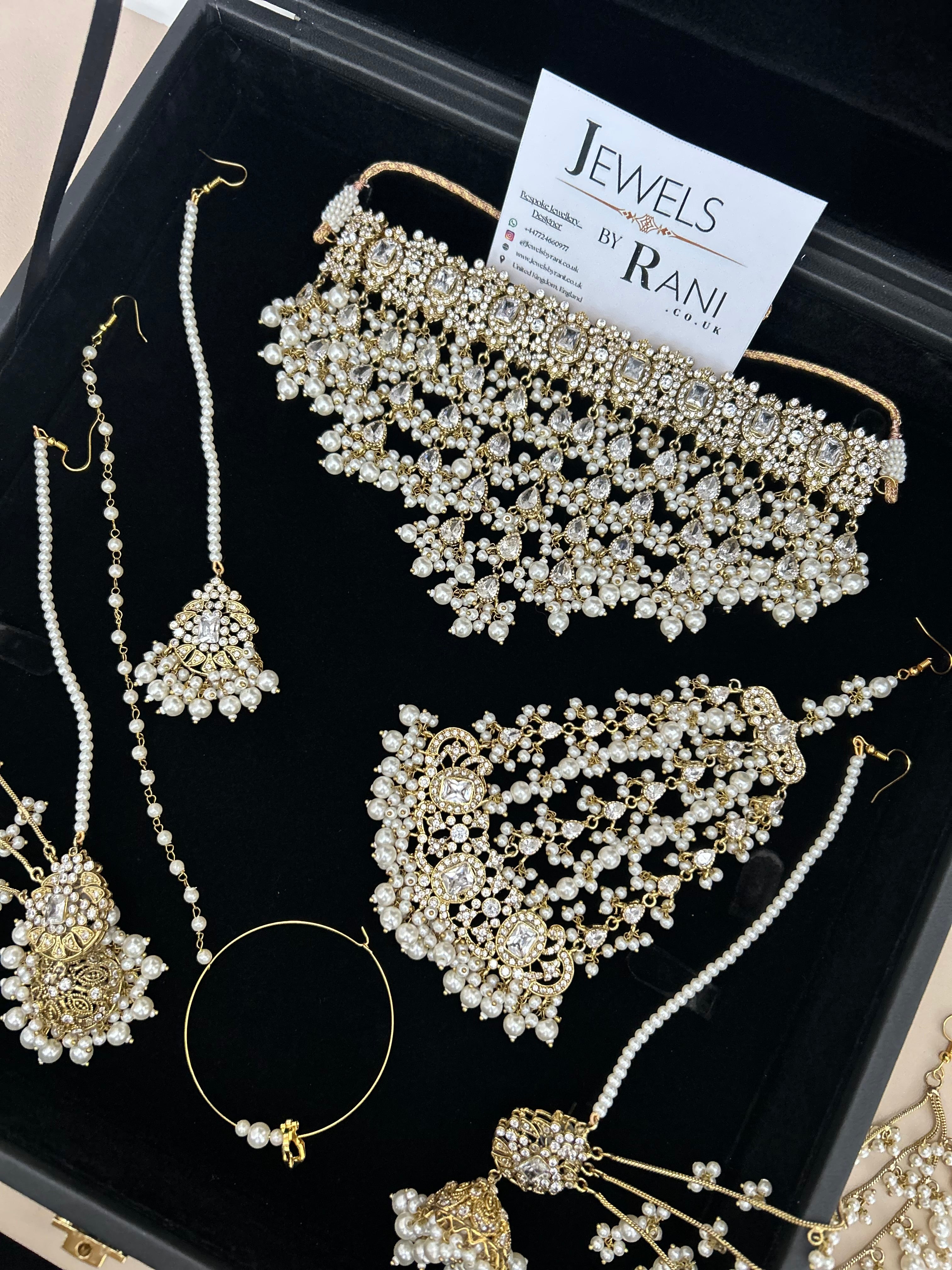 Set 1 - 2026 Gold and White Pearly Dangle Necklace
