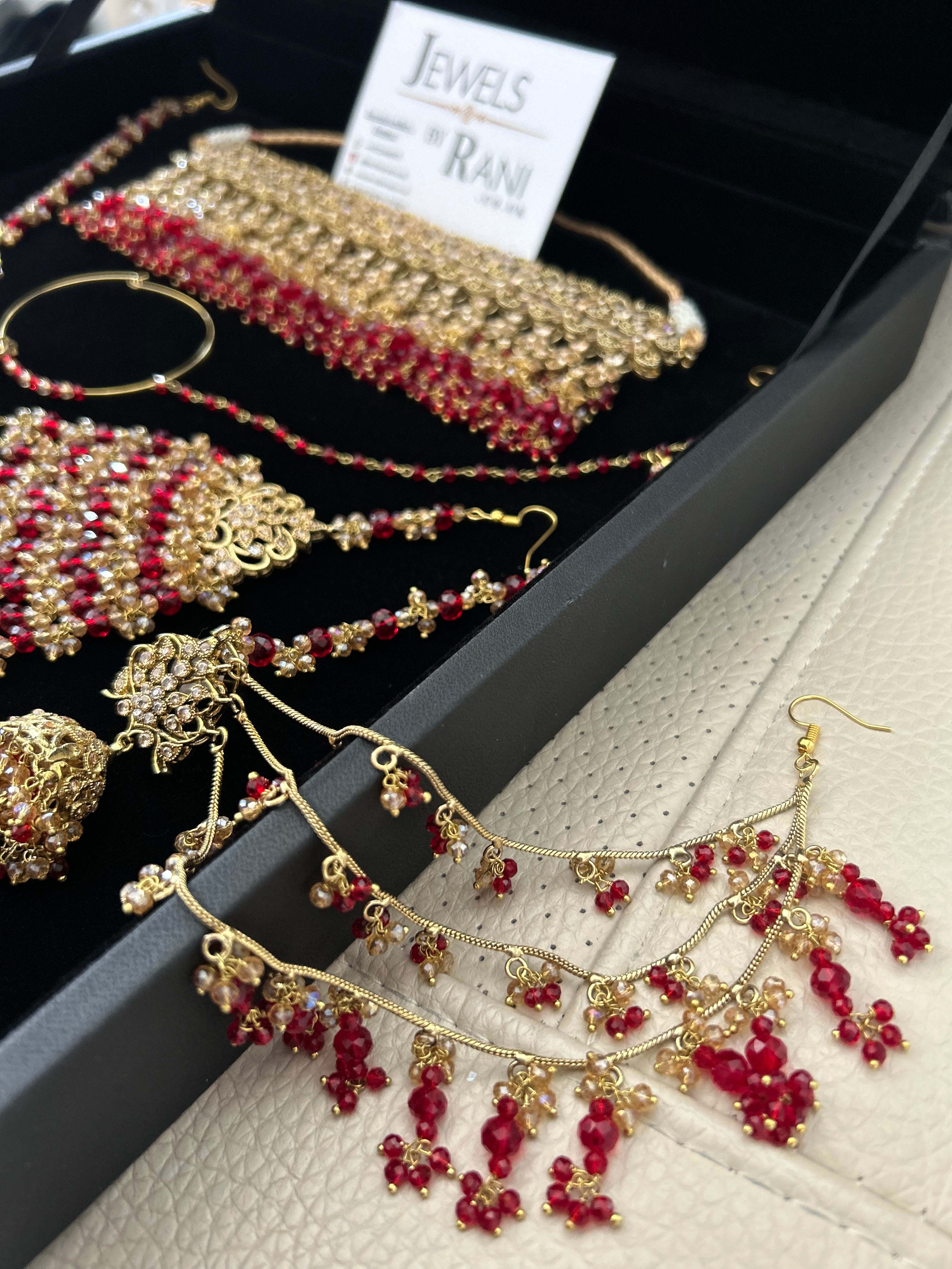 Pre order 6 Weeks - 22crt Gold Plated  - Deep Red and Gold Bridal Choker Set