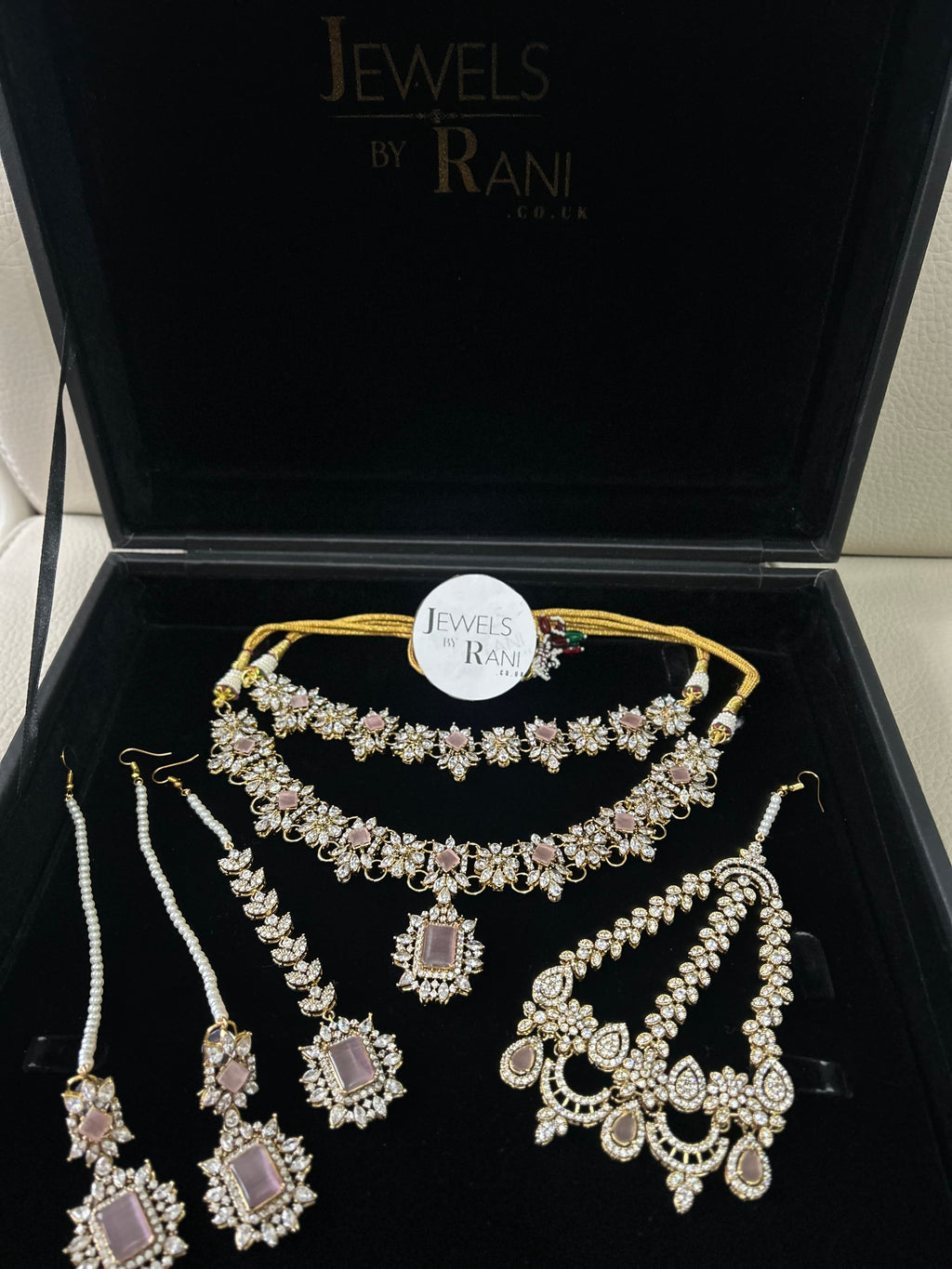 Beautiful Pink Stoned Bridal Jewellery Set Gold Plated