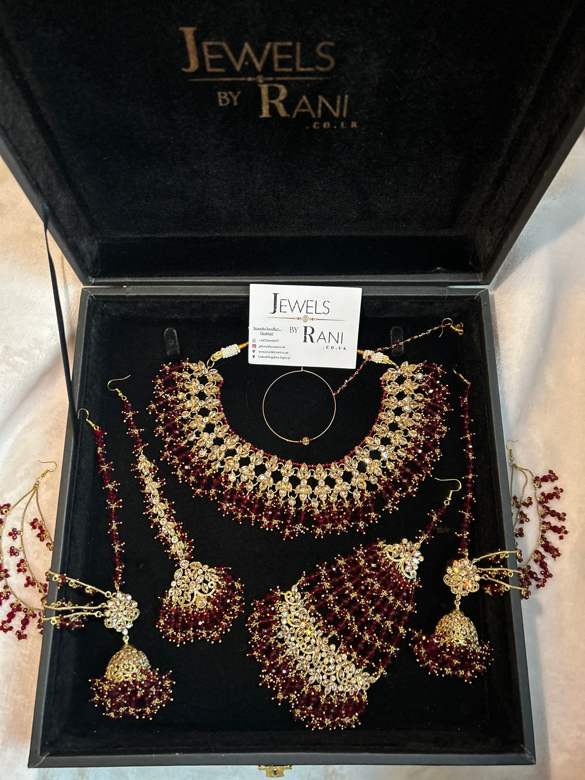 22crt Gold Plated  - Maroon and Gold Bridal Set Style 3863