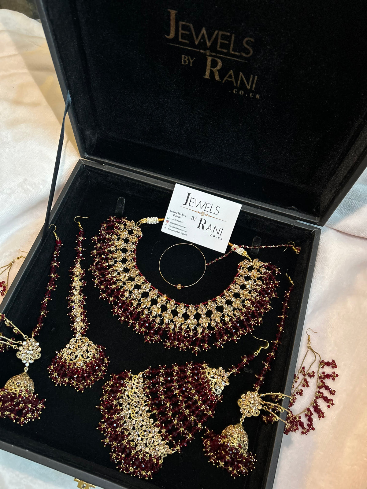 22crt Gold Plated  - Maroon and Gold Bridal Set Style 3863