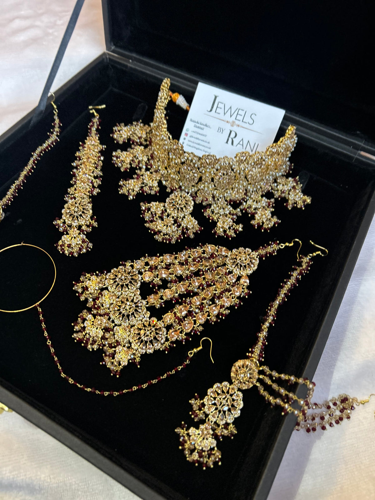 22crt Gold Plated  - Trending Maroon and Gold Choker Bridal Set Style 3862