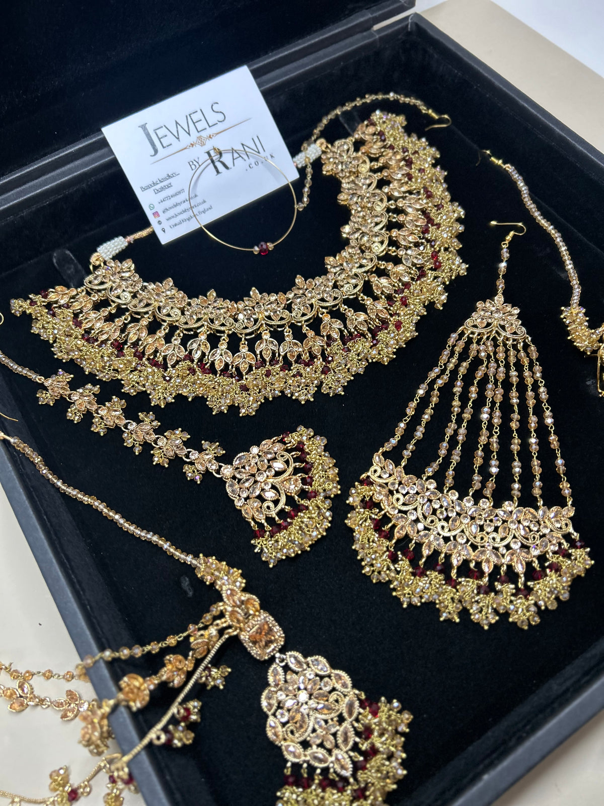 Gold and Maroon Bridal Jewellery Set Style 693