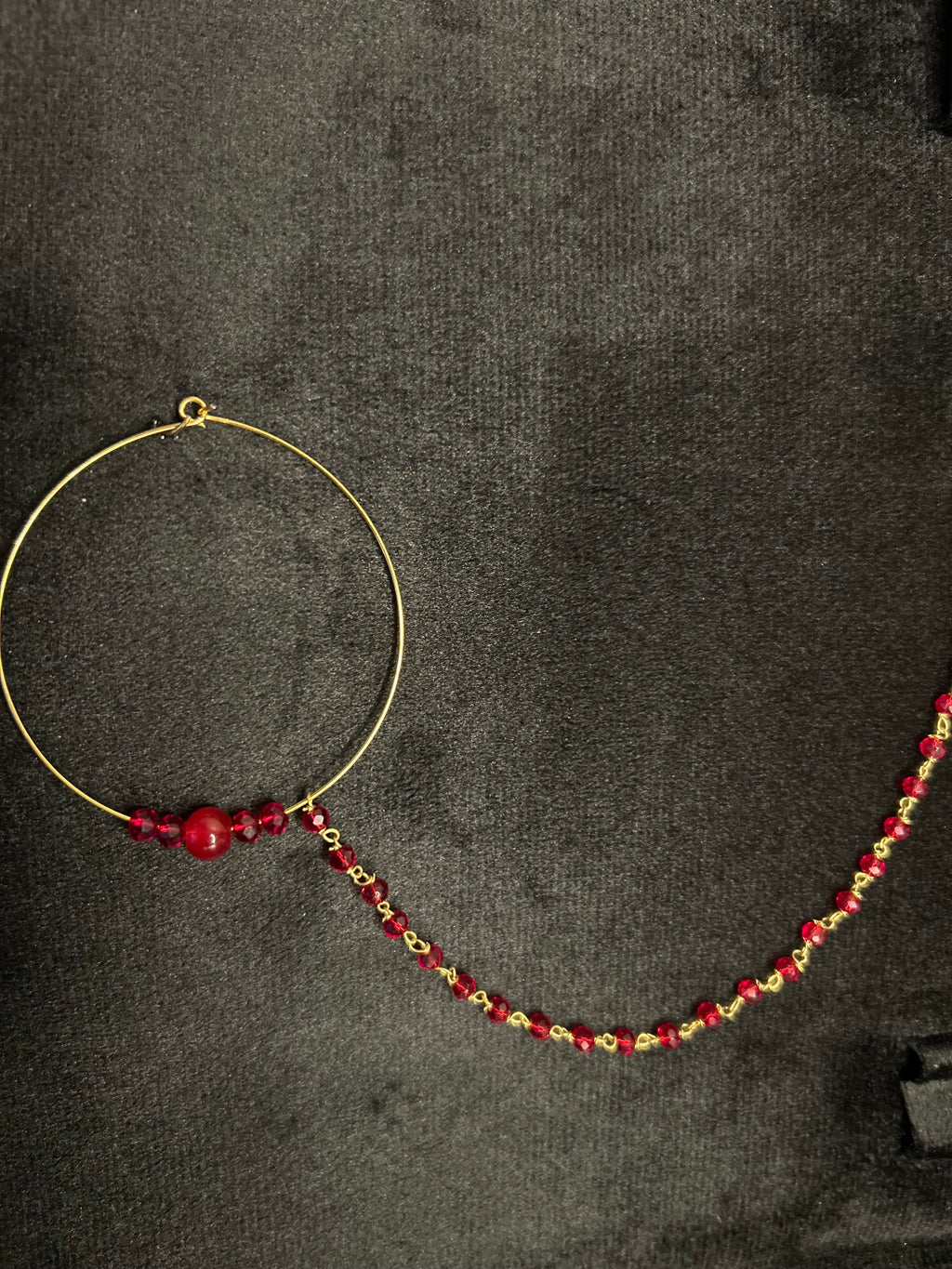 Deep Red Bridal Nose Ring Nathli Nose Hoop | Design 18