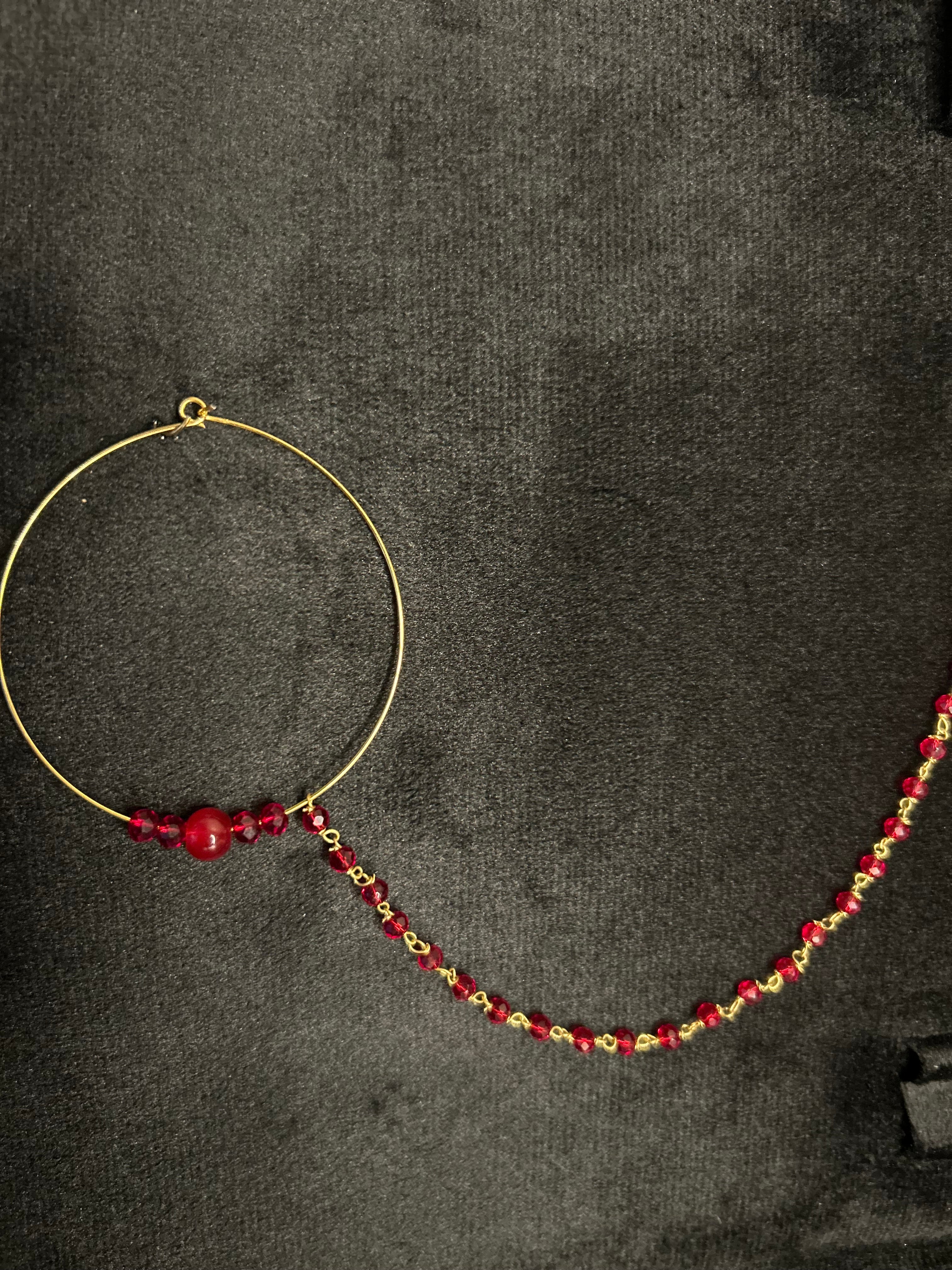 Deep Red Bridal Nose Ring Nathli Nose Hoop | Design 18