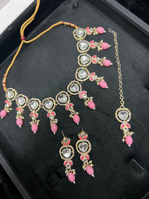 Baby Pink  Light Weight Necklace Set