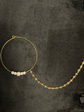 Gold and White Bridal Nose Ring Nathli Nose Hoop | Design 22