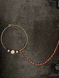 Deep Red and White Bridal Nose Ring Nathli Nose Hoop | Design 21