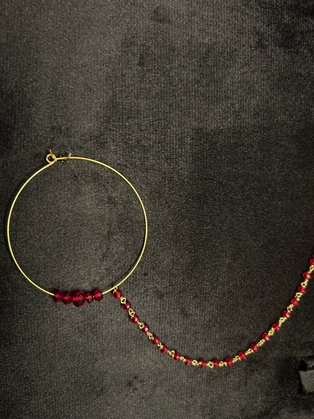 Deep Red Bridal Nose Ring Nathli Nose Hoop | Design 16
