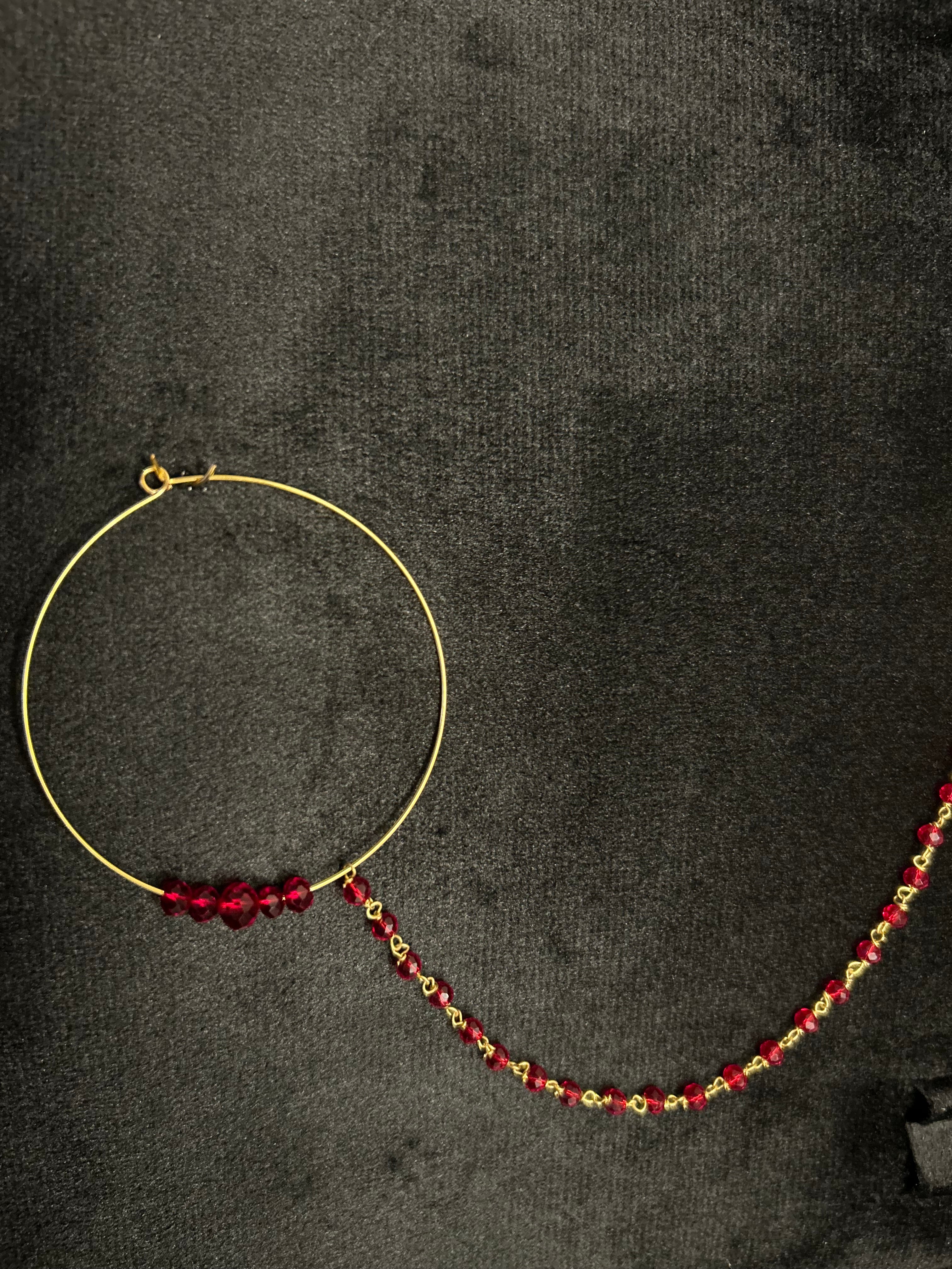 Deep Red Bridal Nose Ring Nathli Nose Hoop | Design 16
