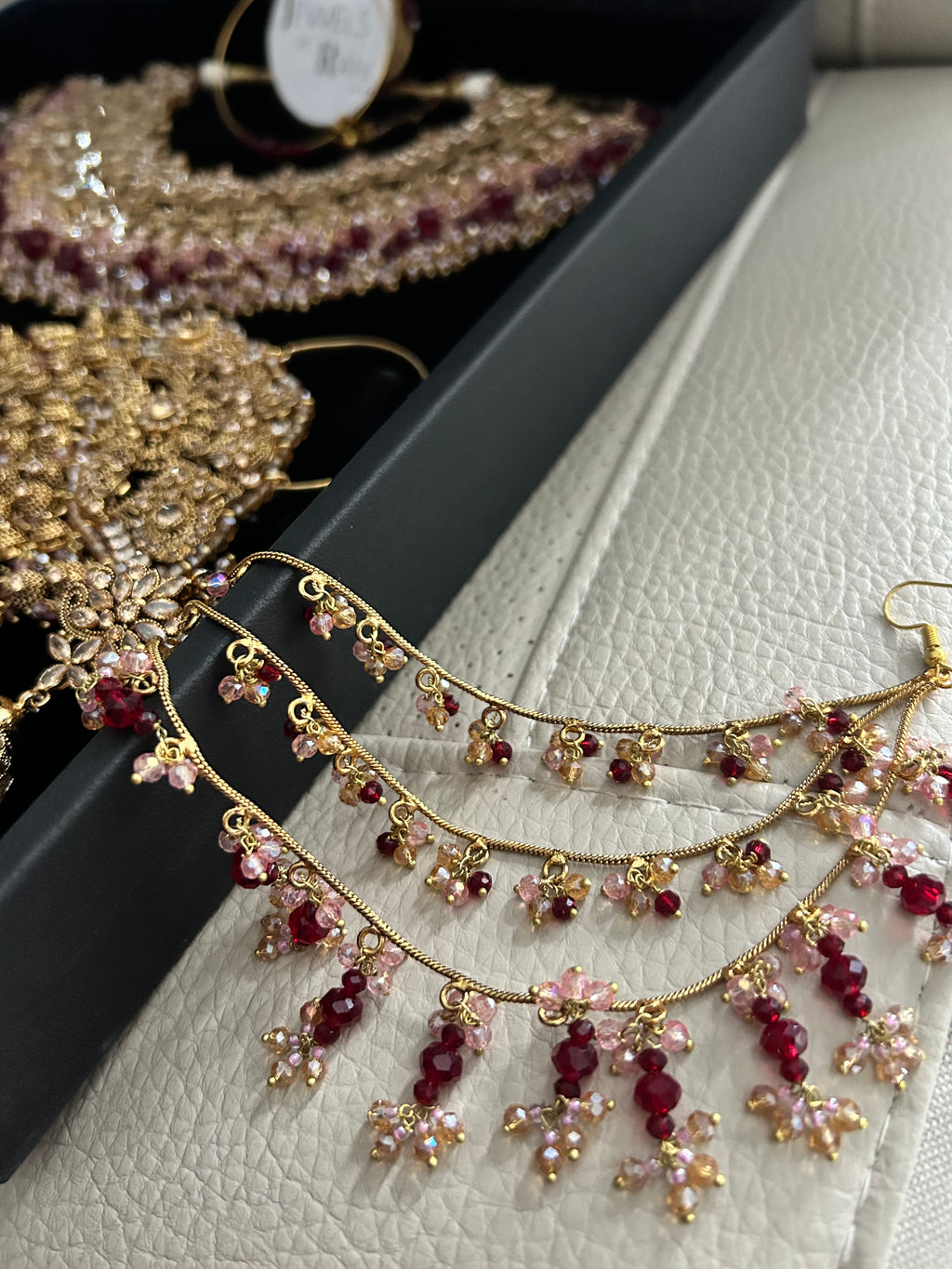Pre order 6 Weeks - Stunning Detailed Maroon and Pink Bridal Jewellery Set - Jewelsbyrani