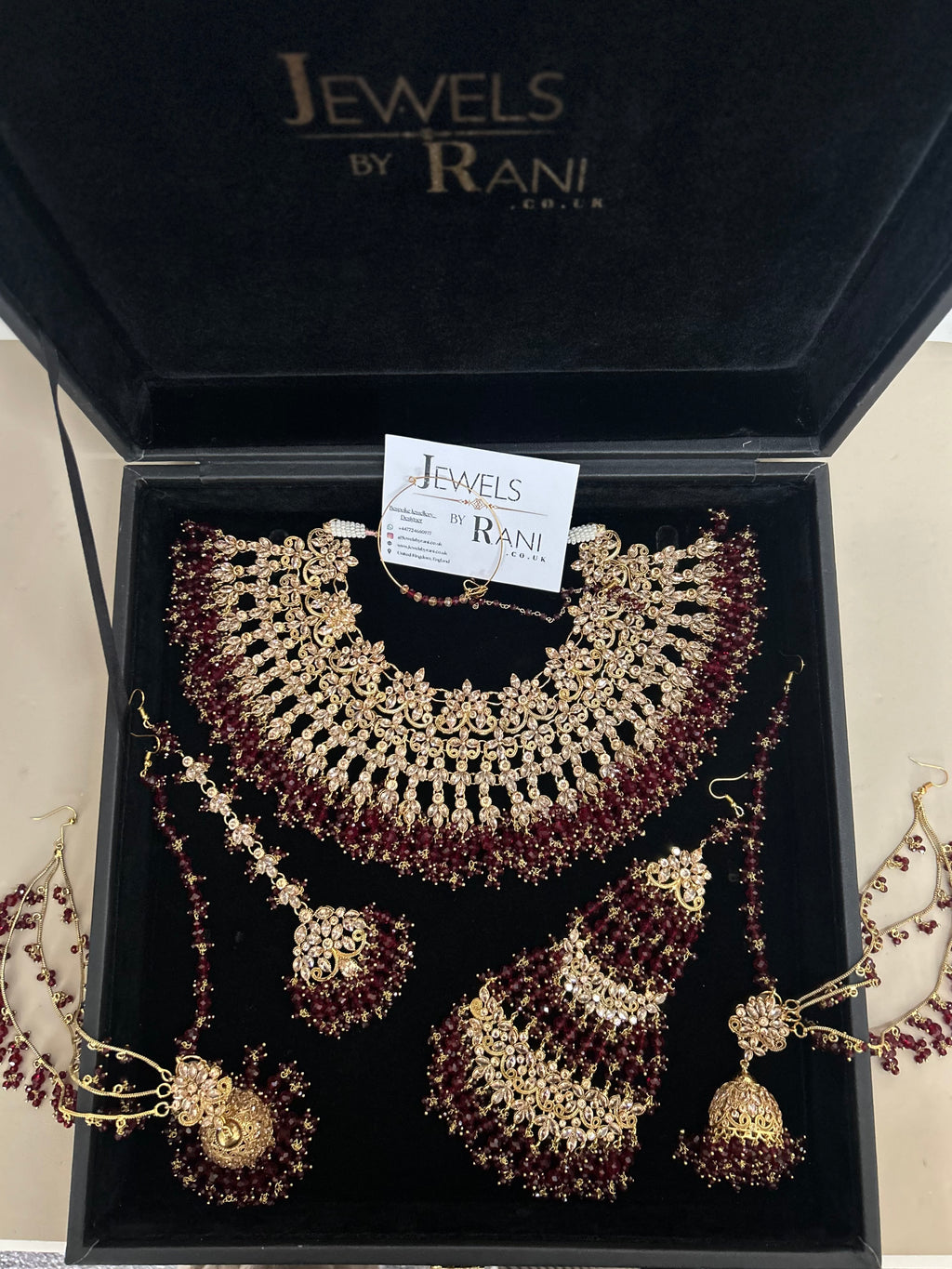 Stunning, Pakistani Trending Maroon Full Bridal Jewellery Set/ Style 87 Large Necklace