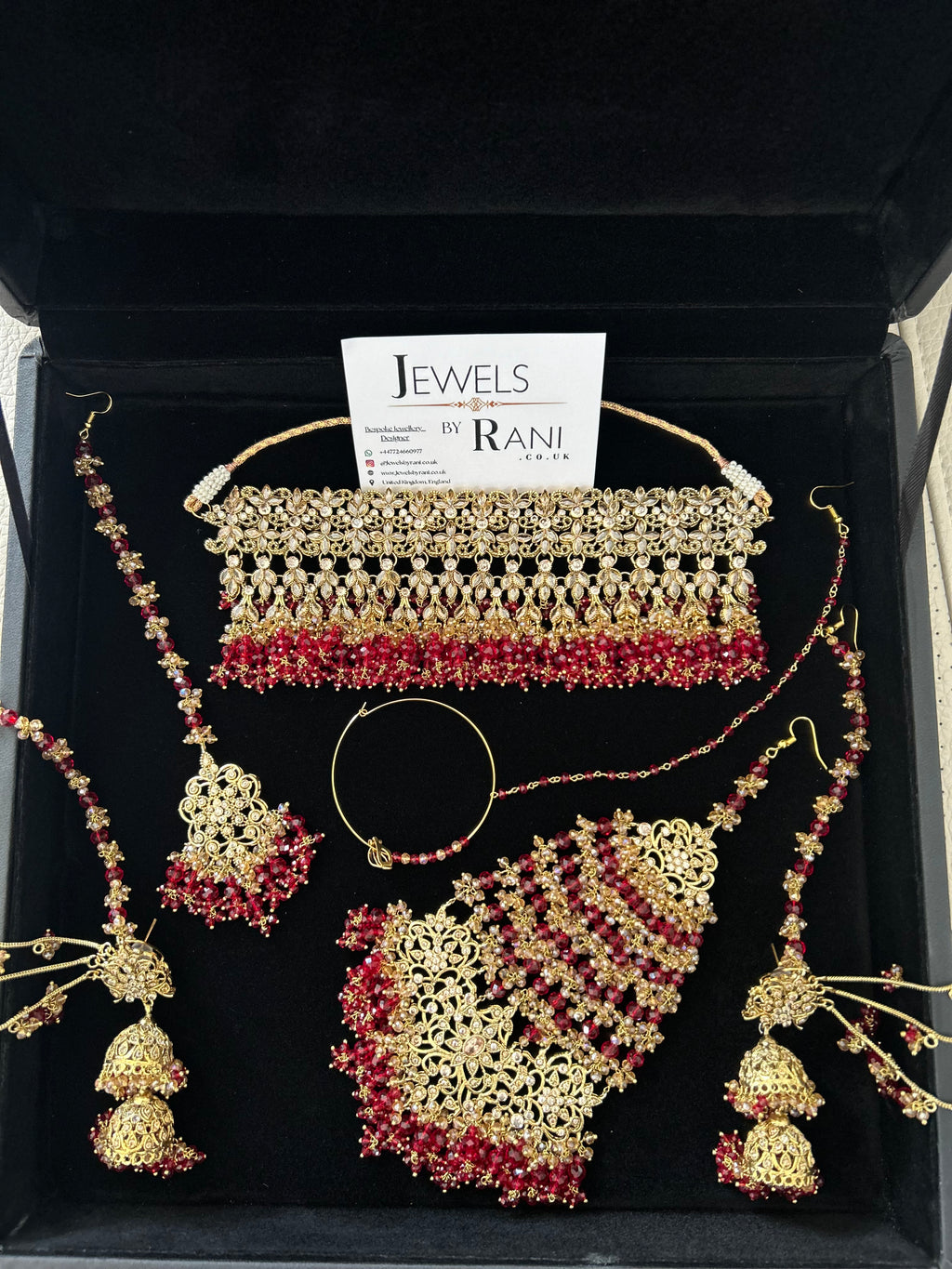 Pre order 6 Weeks - 22crt Gold Plated  - Deep Red and Gold Bridal Choker Set
