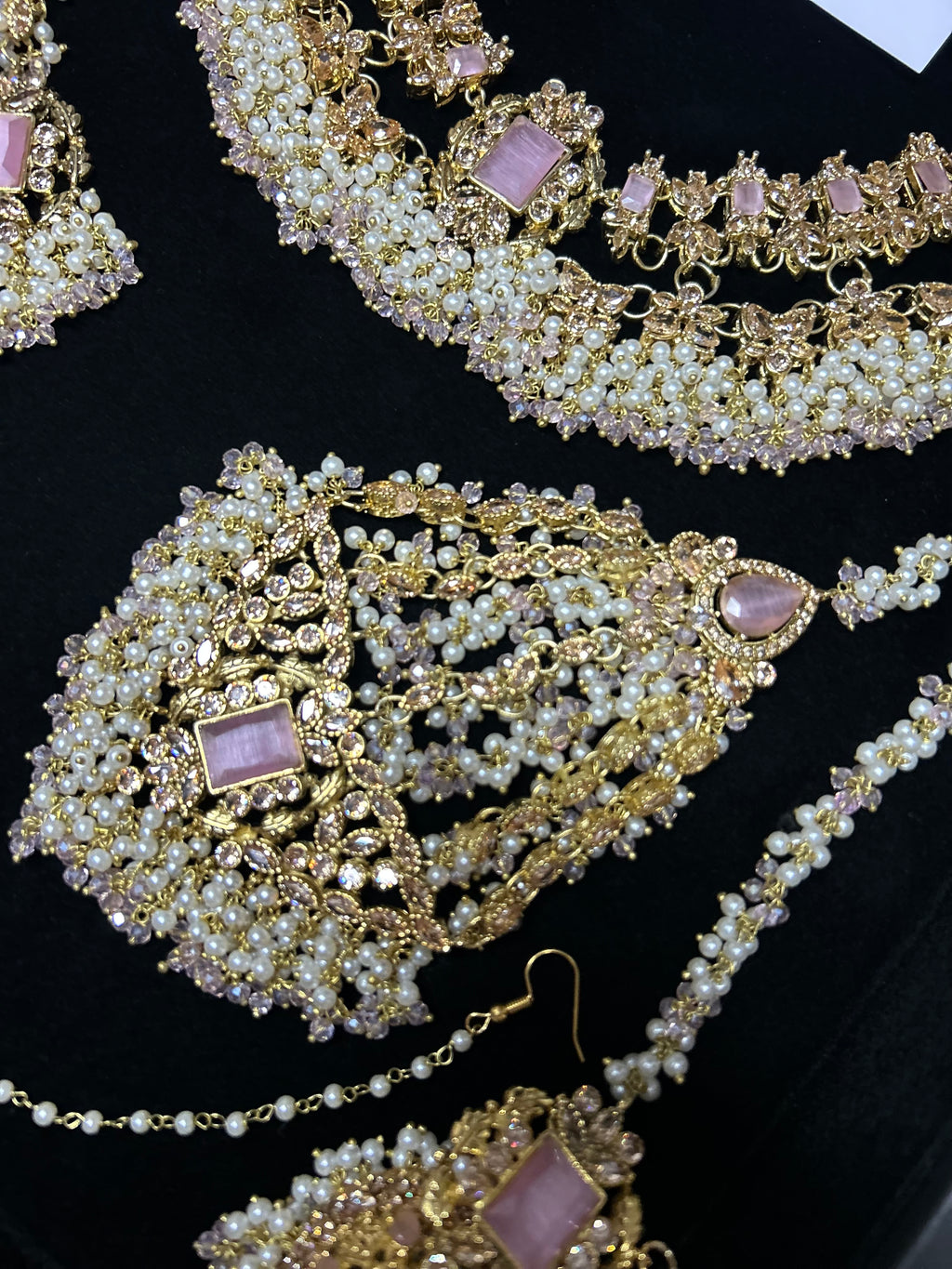 New Pink and White Choker or Necklace Set - Style 994