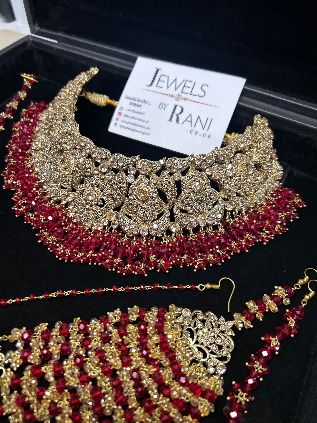 Trending Deep Red Full Bridal Jewellery Set/ Style 385