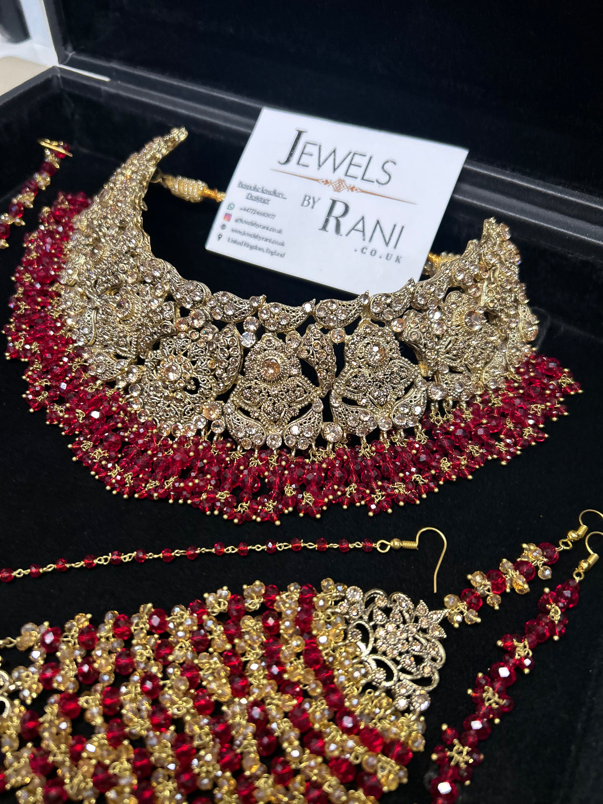 Trending Deep Red Full Bridal Jewellery Set/ Style 385