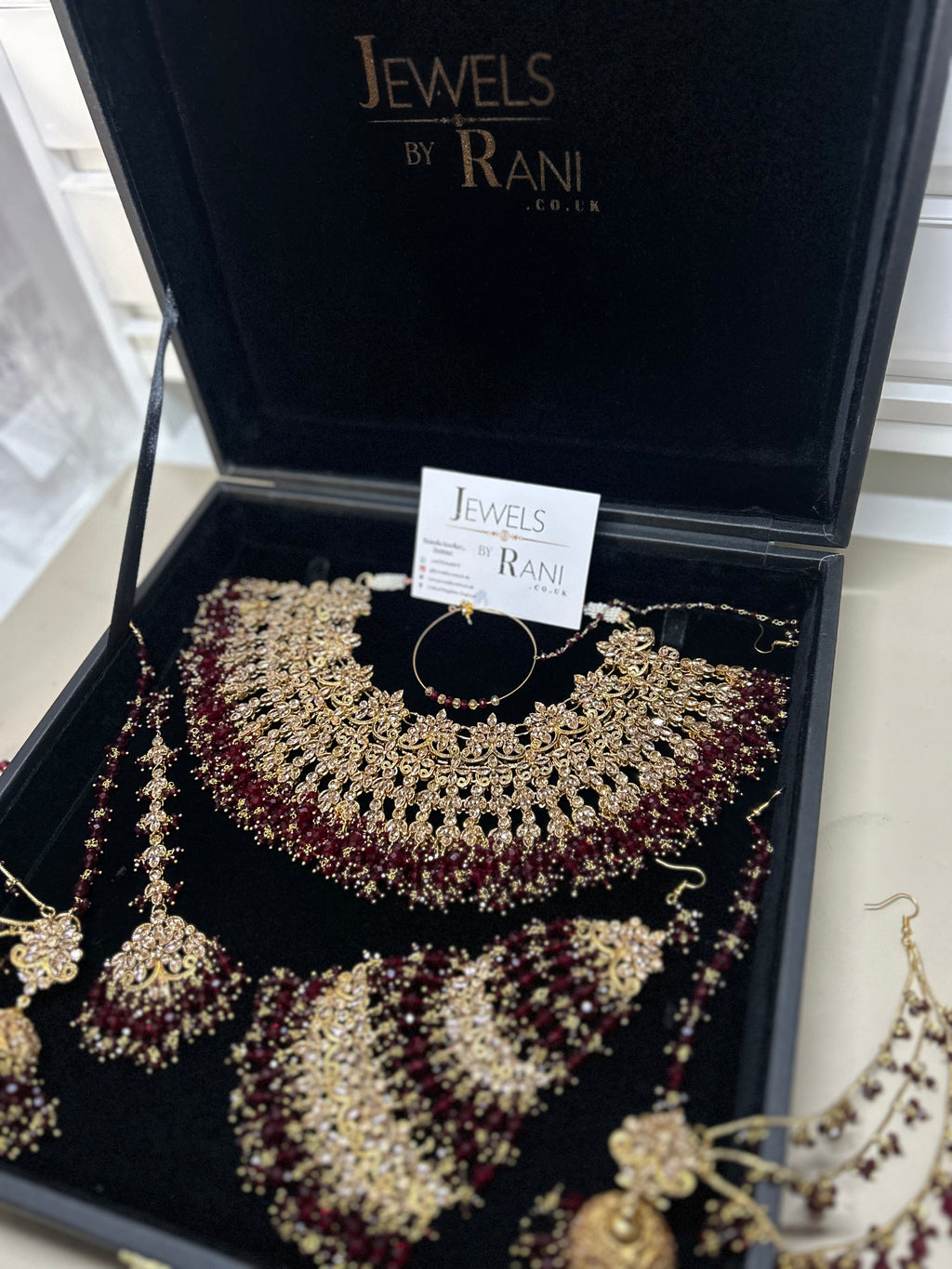 Stunning, Pakistani Trending Maroon Full Bridal Jewellery Set/ Style 87 Large Necklace