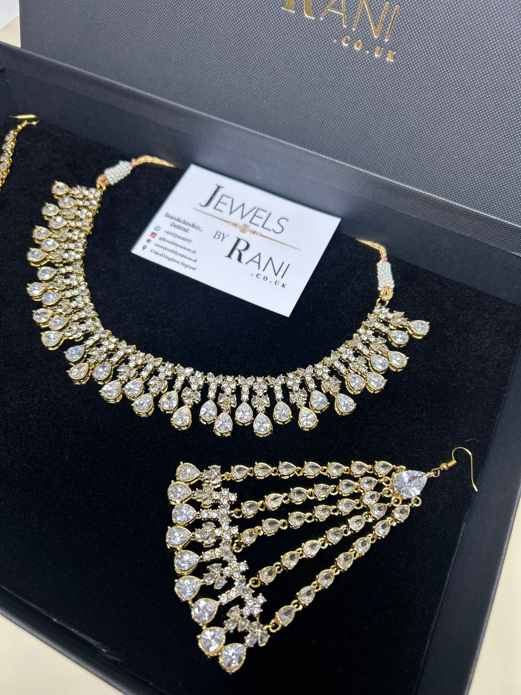Beautiful Silver Stoned Bridal Jewellery Set 22crt Gold Plated