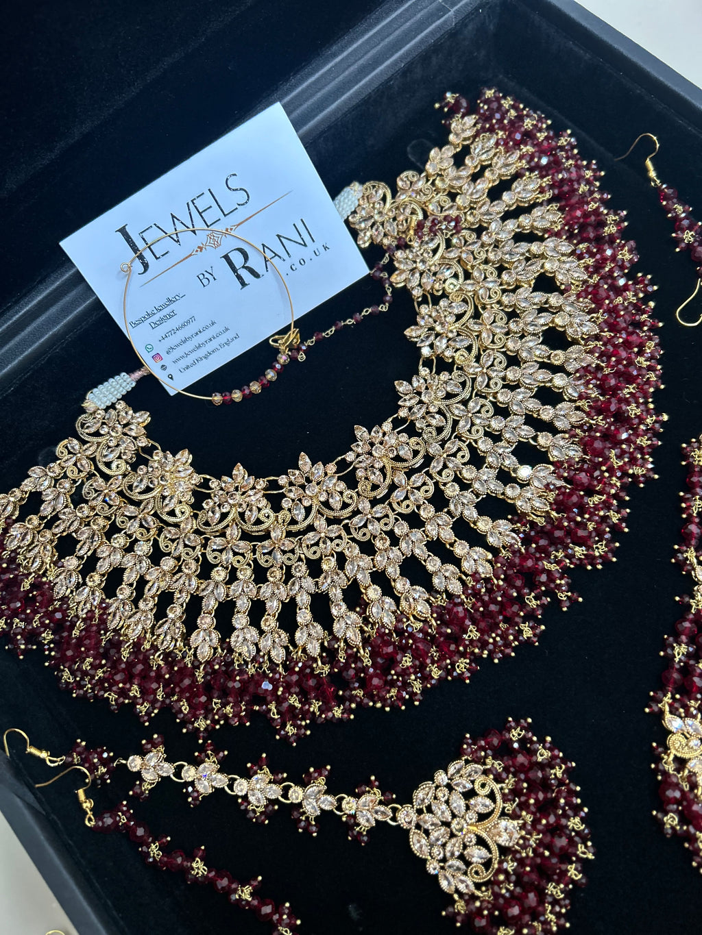 Stunning, Pakistani Trending Maroon Full Bridal Jewellery Set/ Style 87 Large Necklace